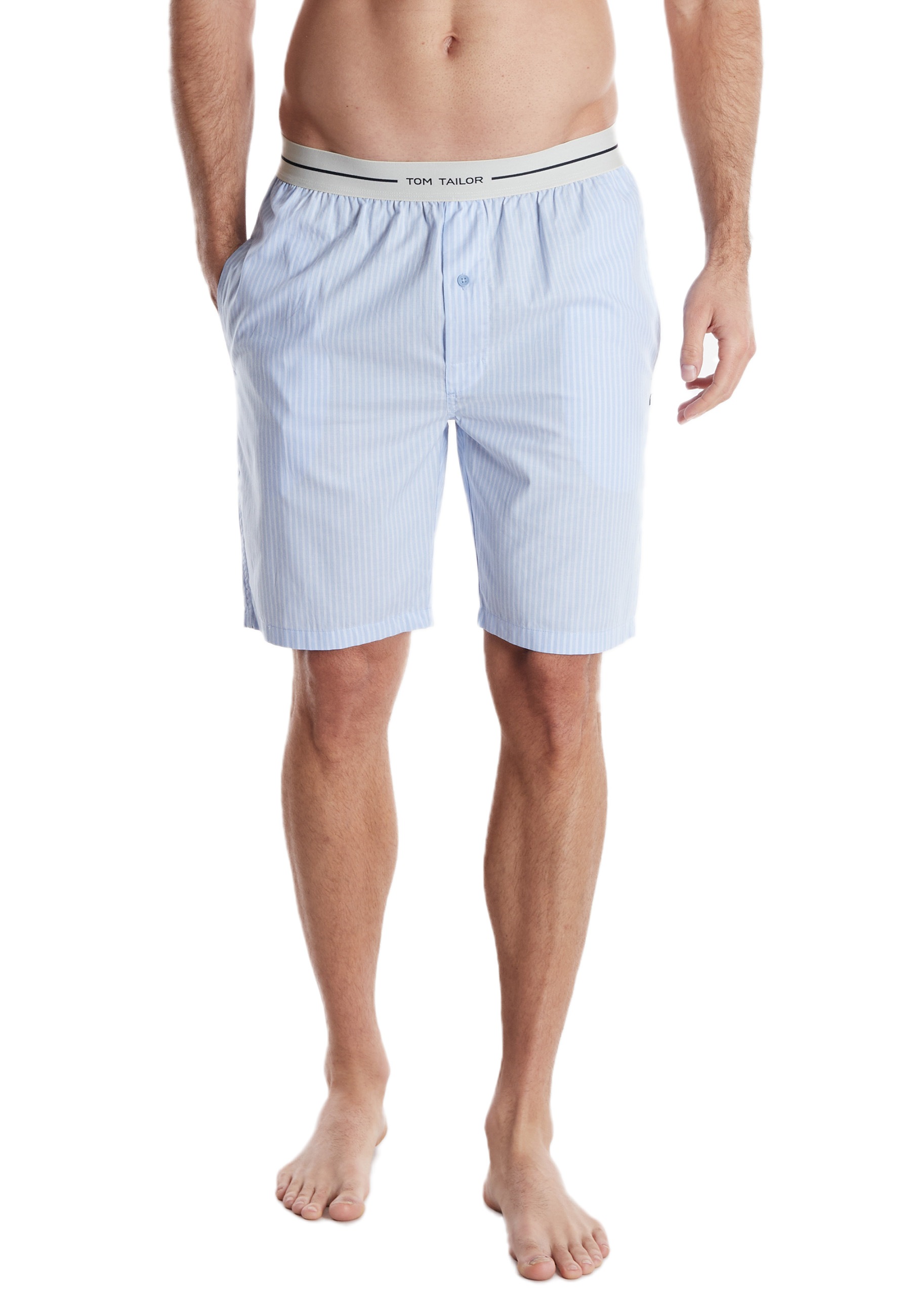 Bermudas TOM TAILOR "Dakota", Herren, Gr. 48S, N-Gr, blau, Popeline, Obermaterial: 100% Baumwolle, bequem kniefrei, Hosen Bermudas, Logobund, Seitentaschen, locker, bequem, kühlend, elastisch 2