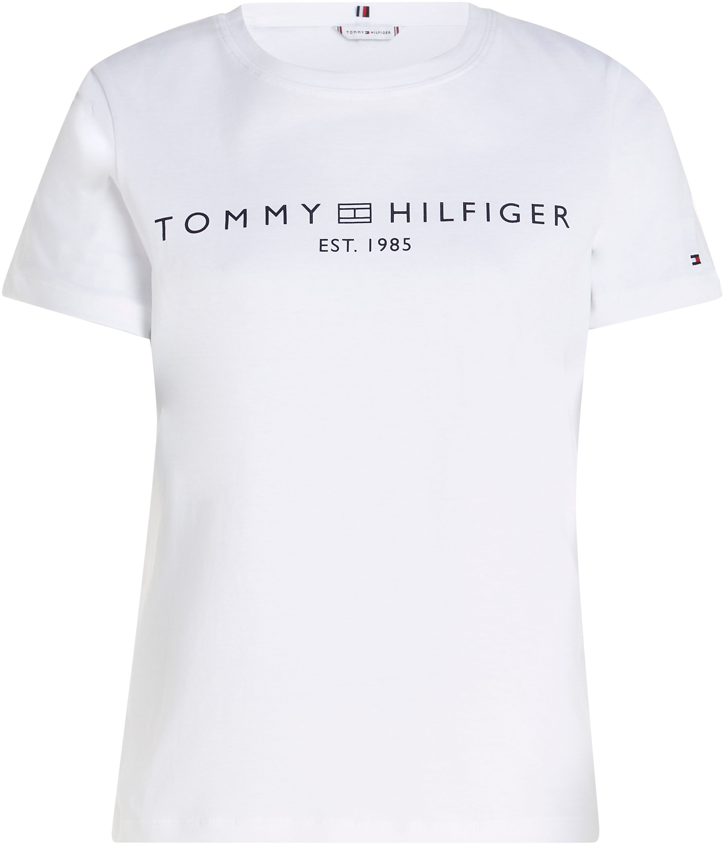 Tommy Hilfiger T-Shirt »REG CORP LOGO C-NK mit Logoschriftzug und Stickerei«, meliert, casual, regular fit, Baumwolle, Rundhals