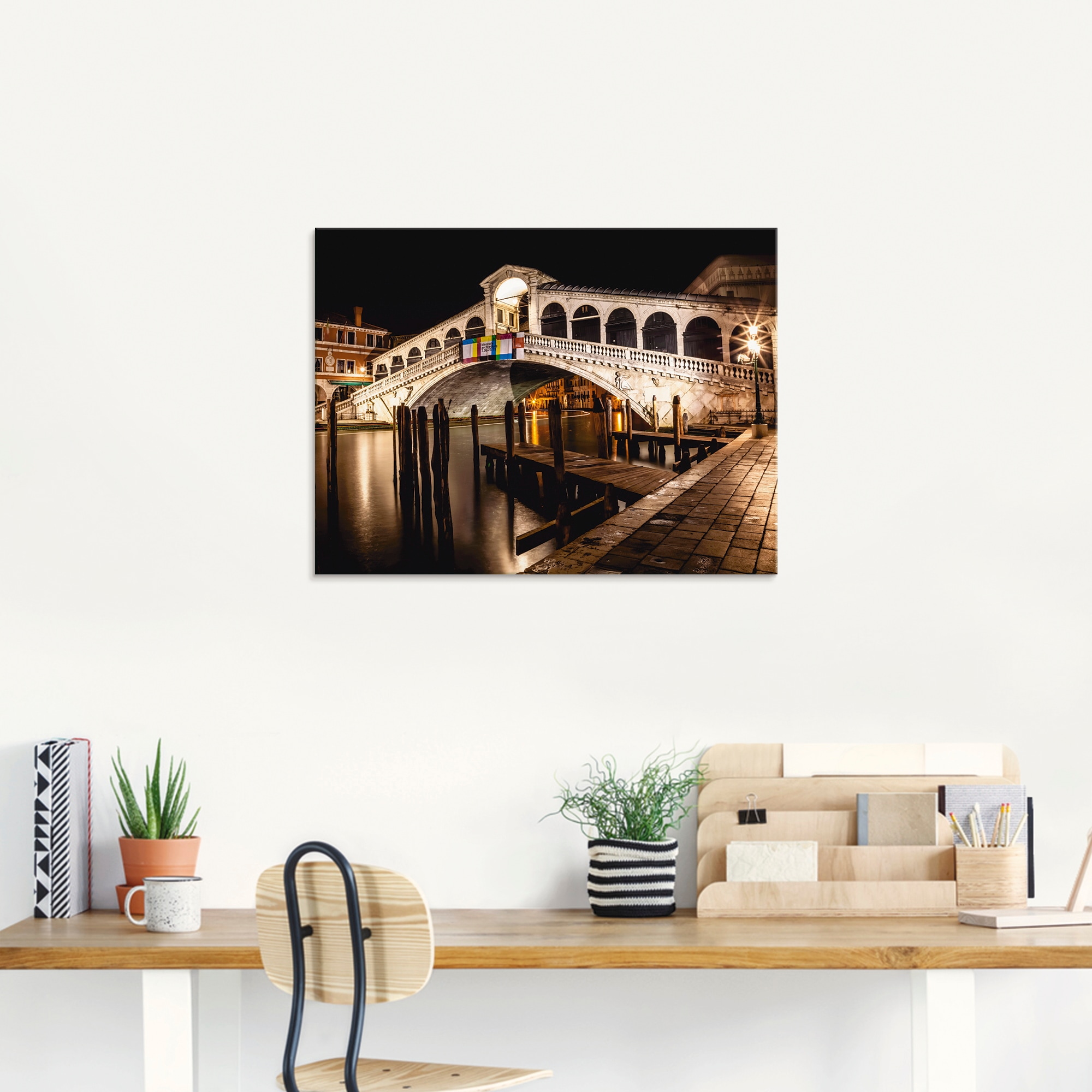 Artland Glasbild »Venedig Canal Grande & Rialto Brücke II«, Brücken, (1 St.), in verschiedenen Größen