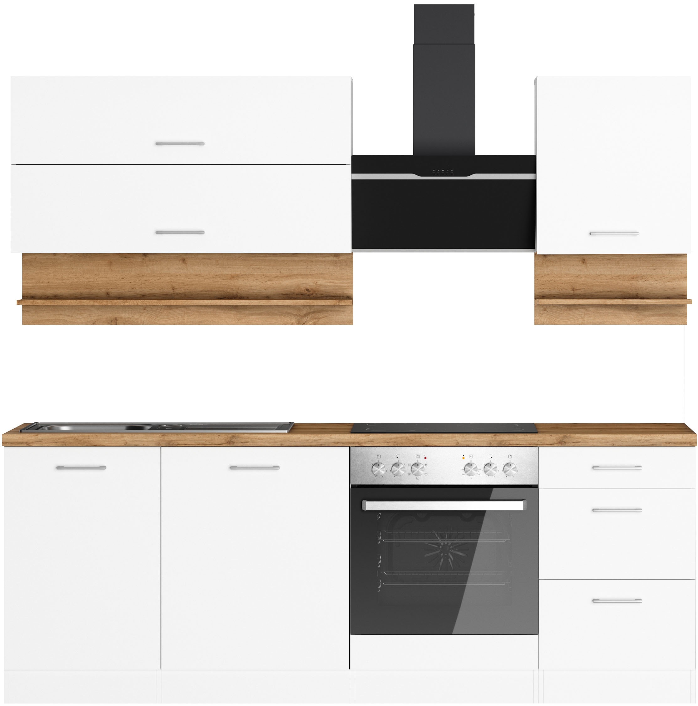 KOCHSTATION Küchenzeile "KS-Milan", 220 cm breit, robuste Metallauszüge, vi günstig online kaufen
