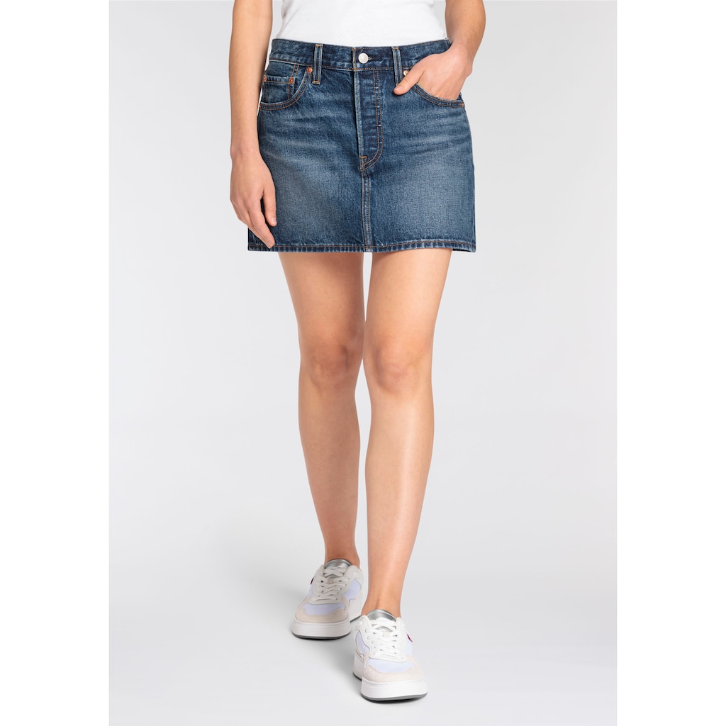 Levi's® Jeansrock »ICON SKIRT«, mit Used-Effekten und ausgefransten Kanten