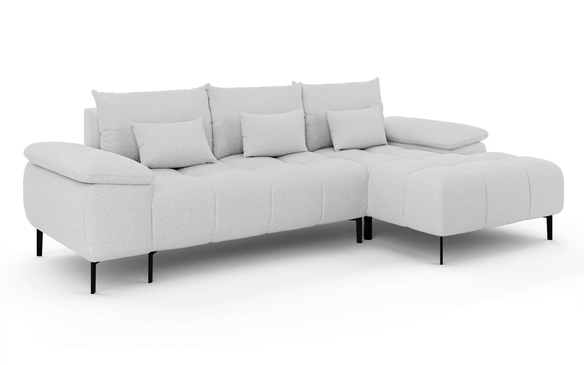 INOSIGN Ecksofa »DROMARA Schlafsofa mit Bettkasten, Maße: B/T/H 277/141/91 cm«, L-Form mit Recamiere rechts/links bestellbar, Wellenunterfederung