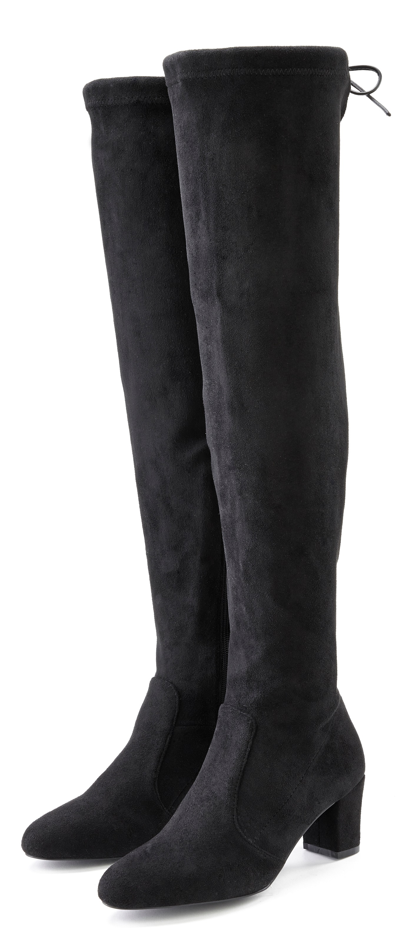 Overkneestiefel LASCANA, Damen, Gr. 36, Varioschaft, schwarz, Obermaterial: 100% Textilmaterial. Decksohle: 100% Lederimitat. Futter: 100% Textilmaterial. Laufsohle: 100% Synthetik, unifarben, Schuhe, Slouchy Boots,Langschaft Stiefel,Schlupf-Boot, weiches