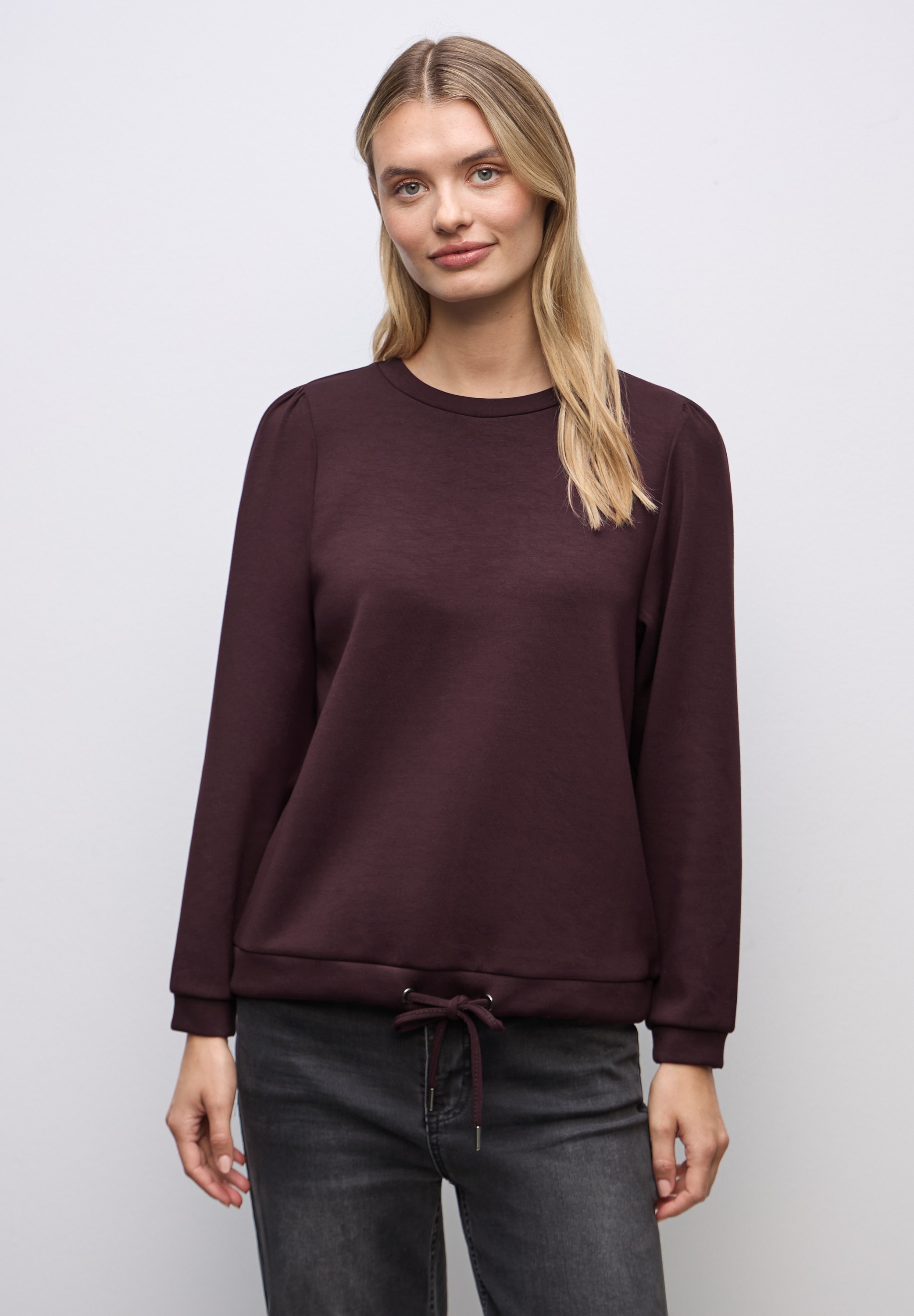 STREET ONE Langarmshirt mit Tunnelzug am Saum