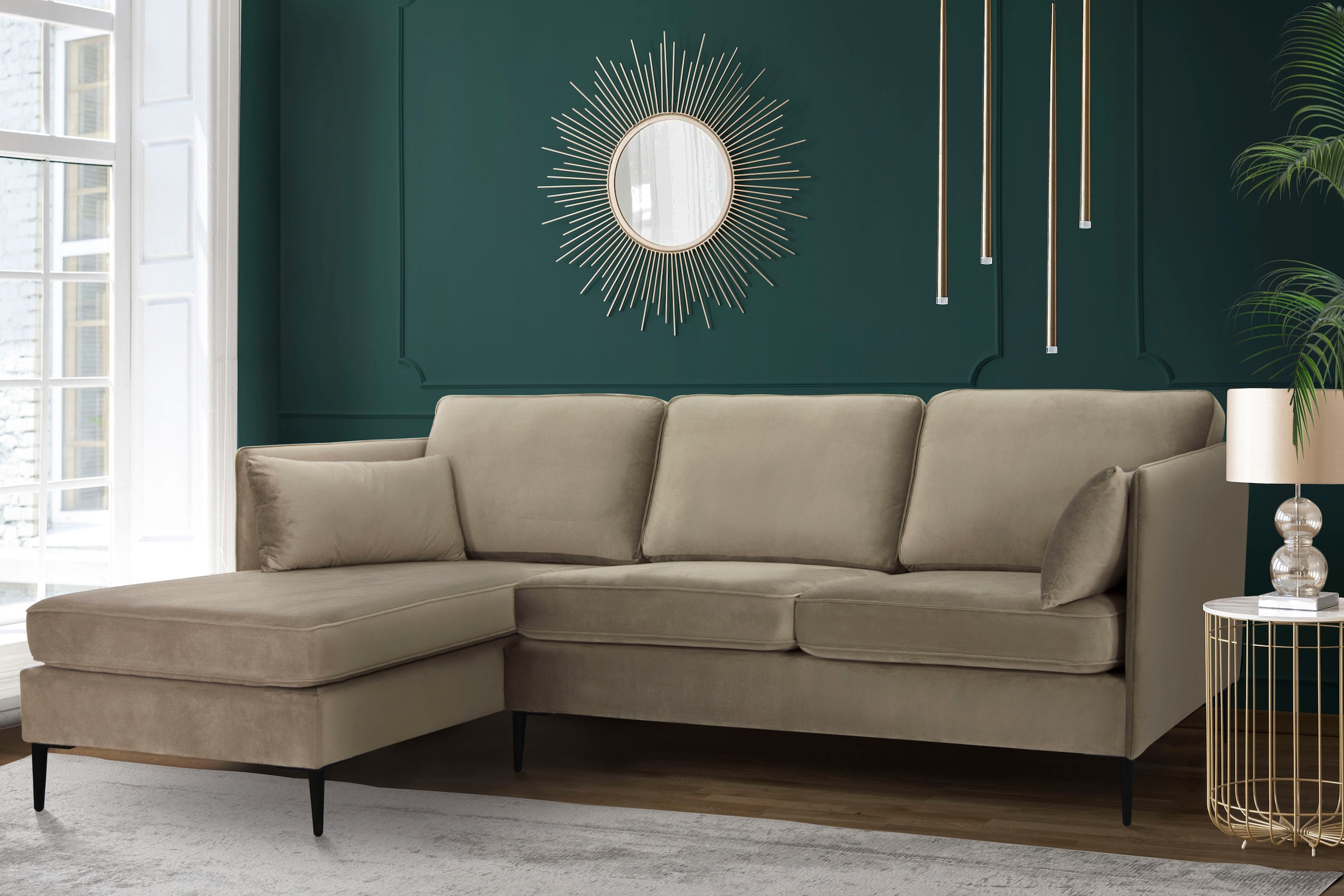 Home affaire Ecksofa "Light L-Form" inklusive loser Zierkissen, mit schmale günstig online kaufen