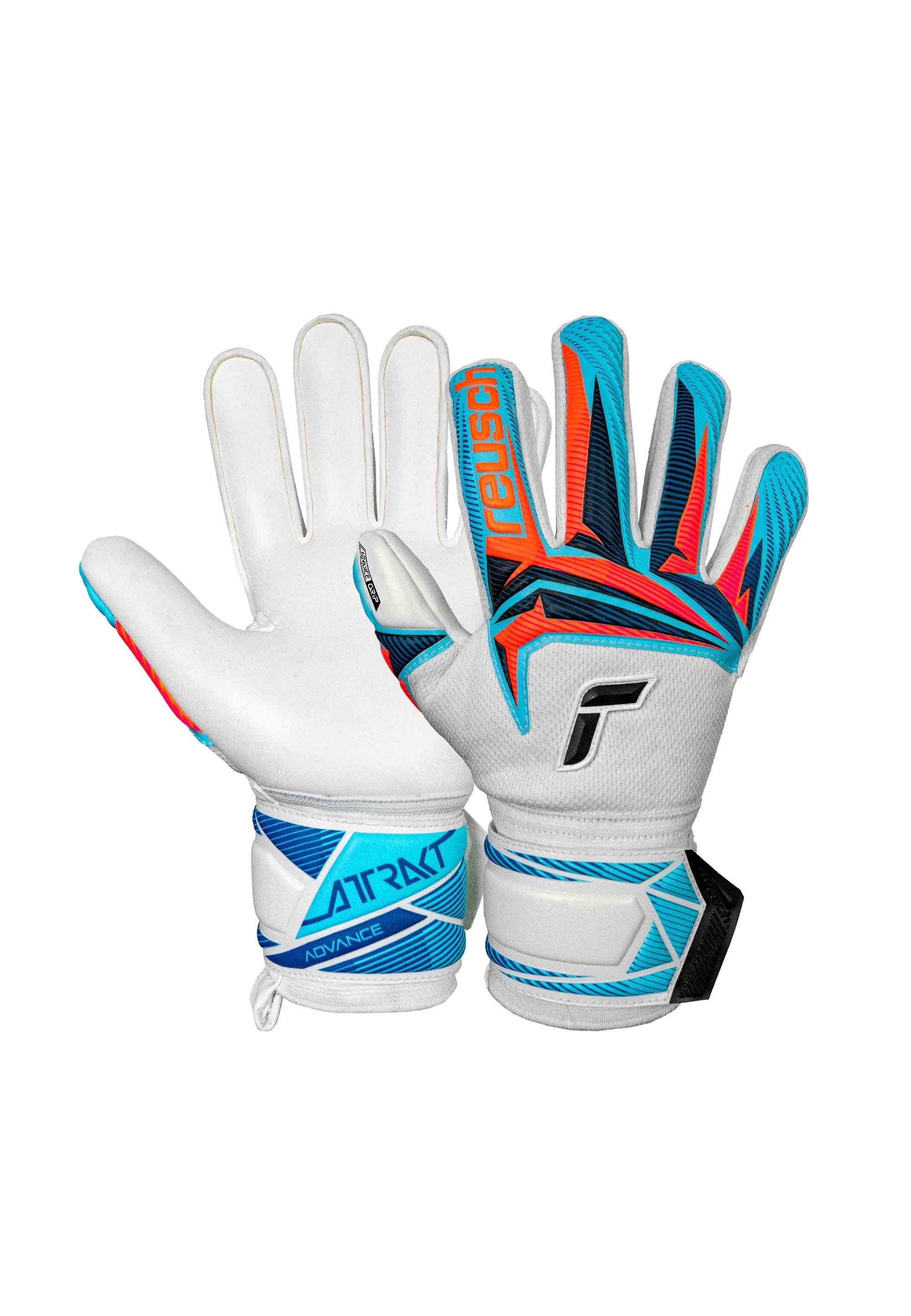 Torwarthandschuhe REUSCH "Attrakt Advance", Damen, Gr. 10, weiß, 34% Polyester, 25% Latex, 3% Polyurethan, 2% Gummi, 1% Baumwolle, Handschuhe, mit atmungsaktiven Mesh-Einsätzen