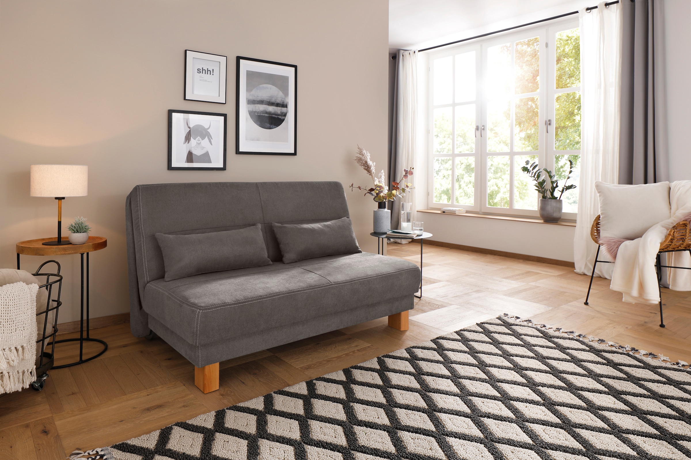 Home affaire Schlafsofa »Gina«, vom Sofa zum Bett mit einem Handgriff, in 4 Breiten, Nierenkissen