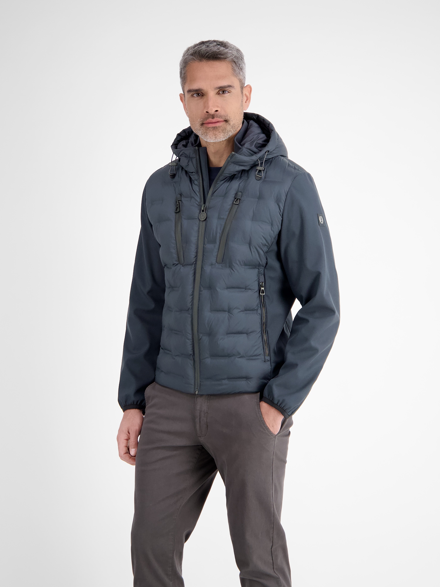 LERROS Steppjacke »LERROS Sportive Hybrid-Jacke mit Steppfront«, mit Kapuze, Atmungsaktiv, wasser- und windabweisend