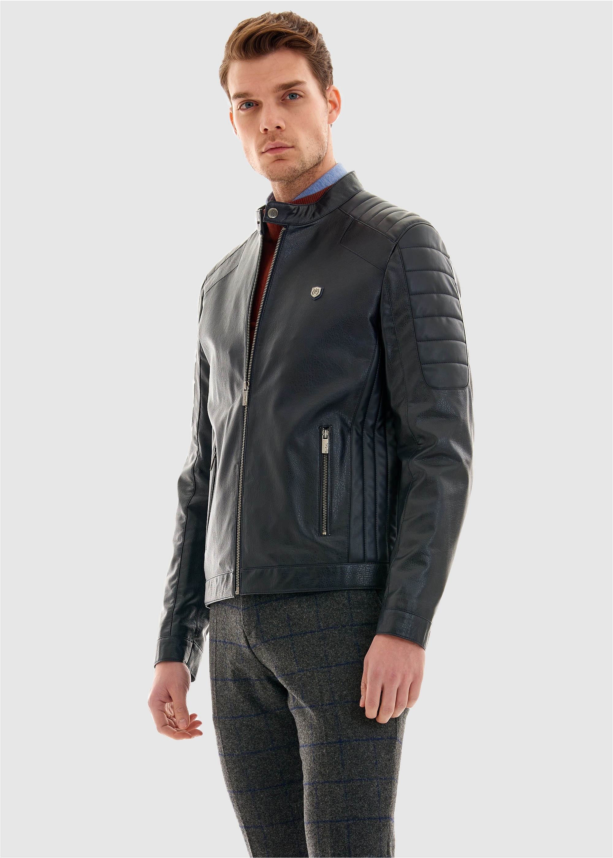 Pierre Cardin Lederimitatjacke, im angesagten Biker-Stil