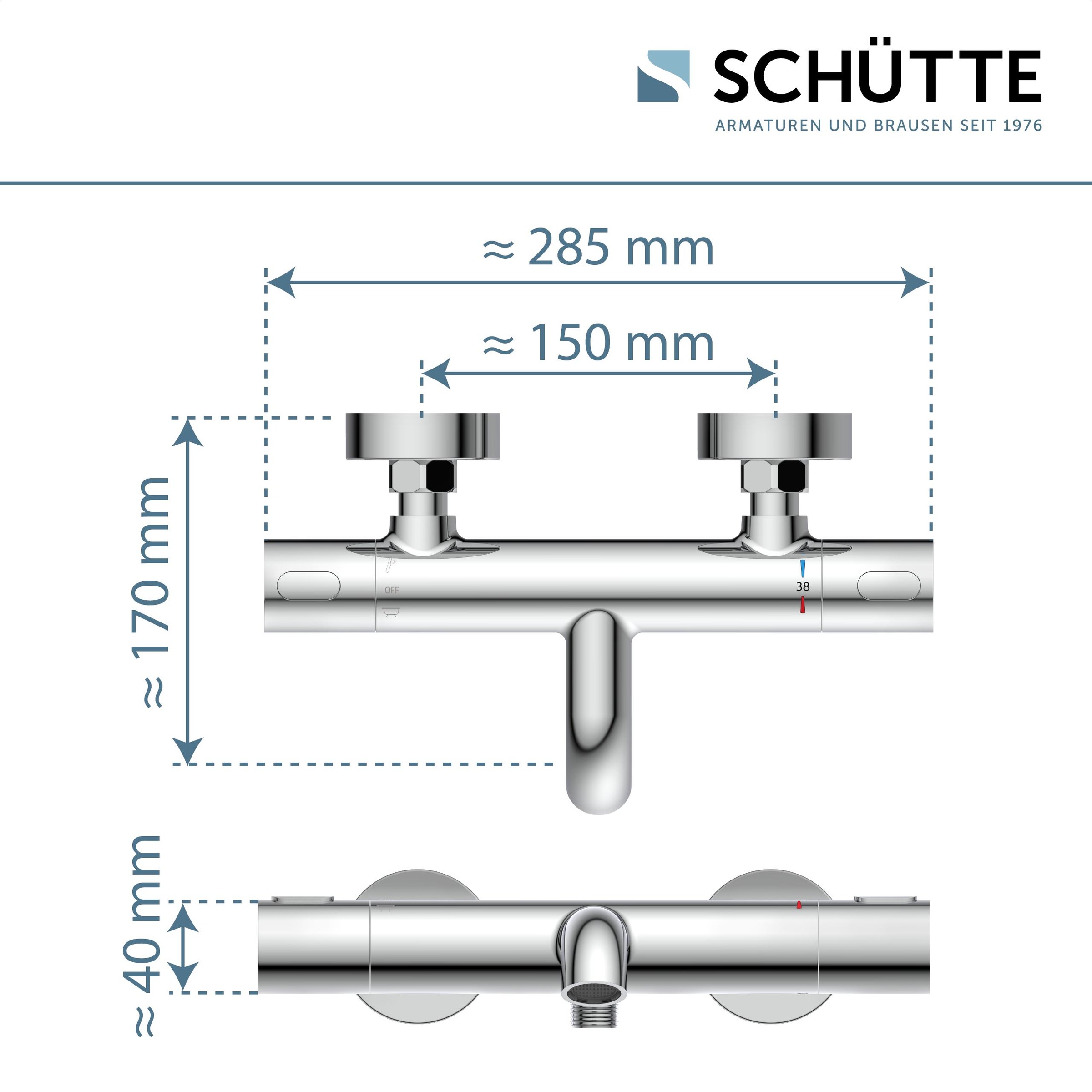 Schütte Wannenarmatur »»LOS ANGELES« Thermostat Wannenfüllarmatur«, (1 St.), Thermostat-Element „Made in Europe“