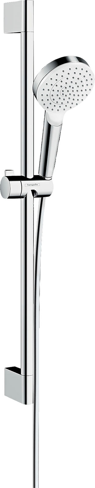 Brausegarnitur »Crometta«, (Komplett-Set), 10cm, mit Duschstange 65cm, Weiß/chrom