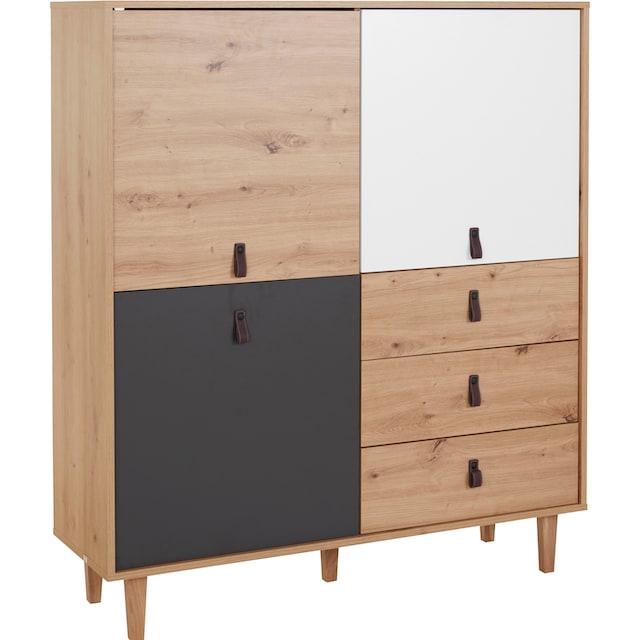 Homexperts Highboard »Bristol«, Breite 120 cm, Höhe 135 cm, mit massiven  Eichefüßen | BAUR