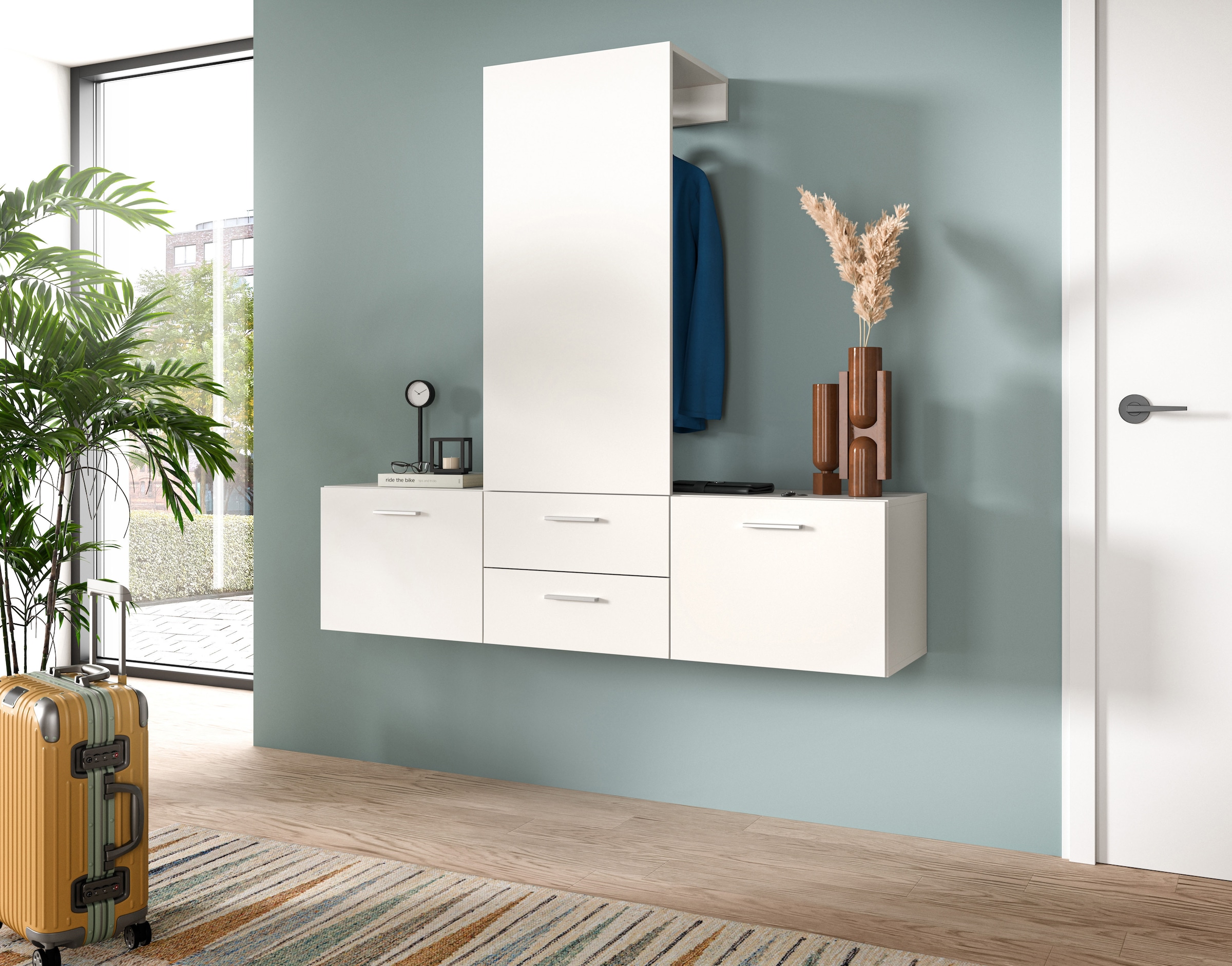 INOSIGN Garderoben-Set, (Set, 3 St.), Lumo, Garderobenset Breite 156 cm, Spiegel, 2 Schubladen, Flur, Diele