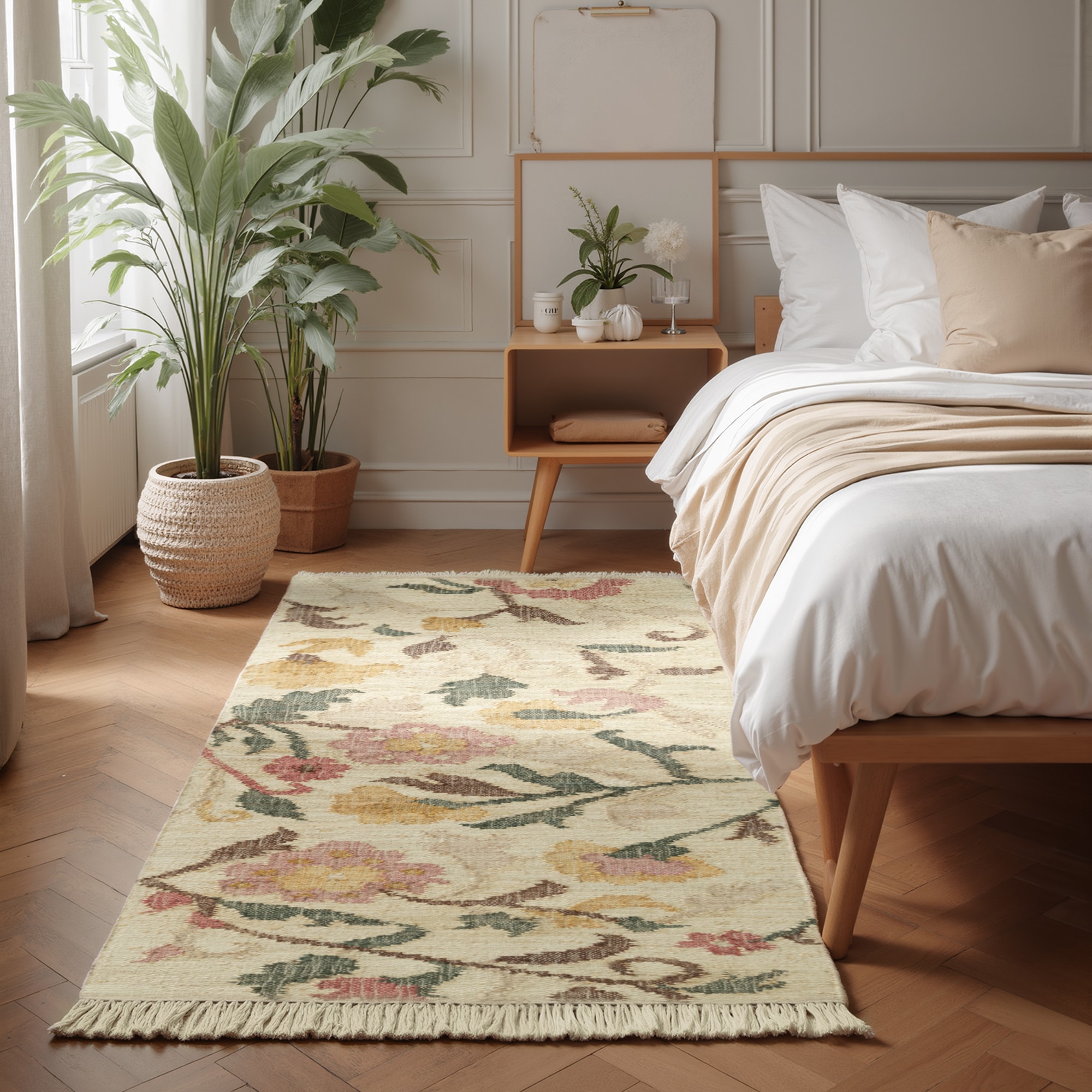 ELLE DECORATION "Kelim Violette" rechteckig 3 mm Höhe Jute, Baumwolle, Natur, Handgewebt, Kelim, orientalisch, Boho