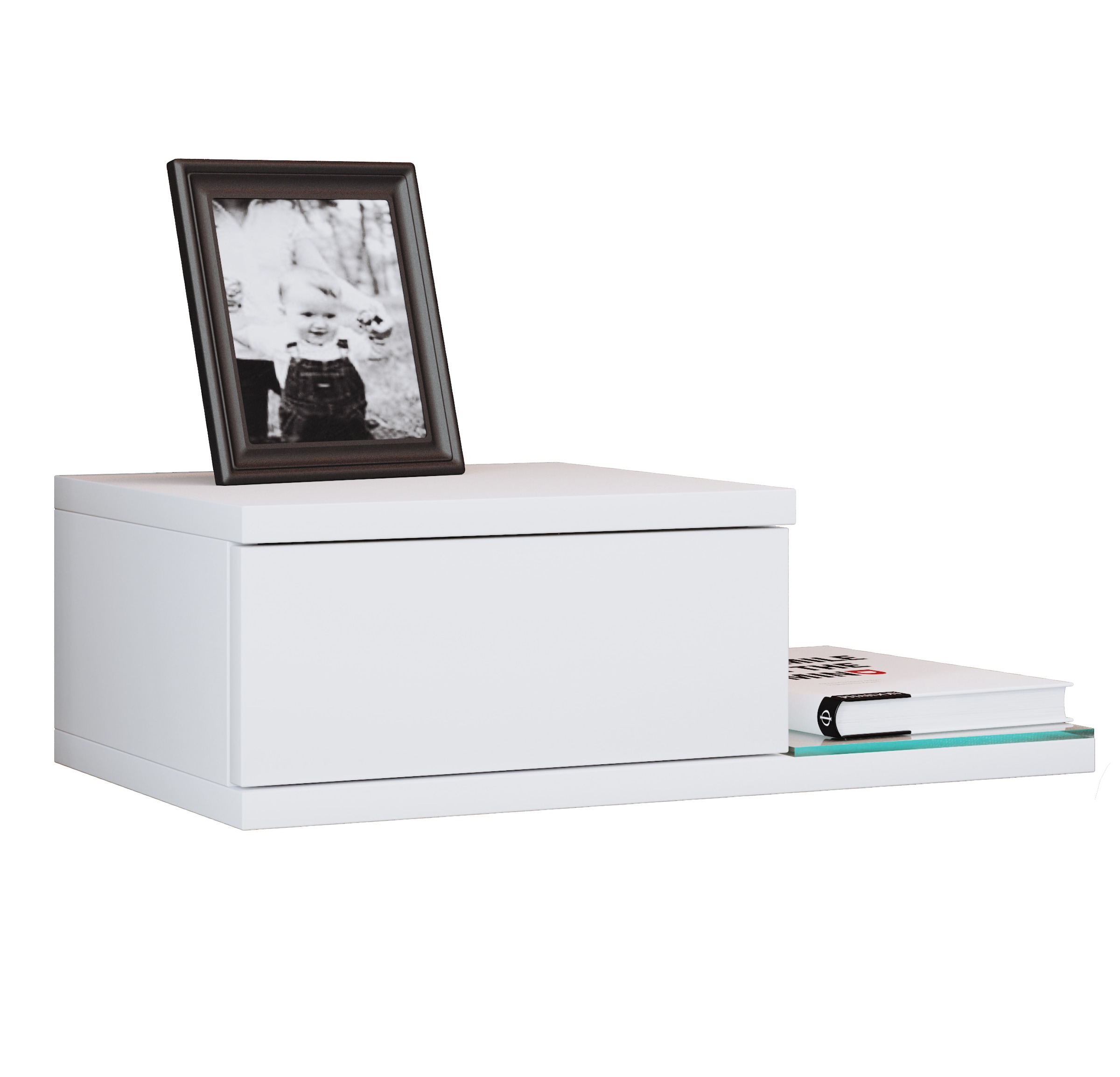 Nachttisch VCMweiß, Schlafzimmer, Sideboards, "Design Wandschublade Nachttisch Regal Konsila M"