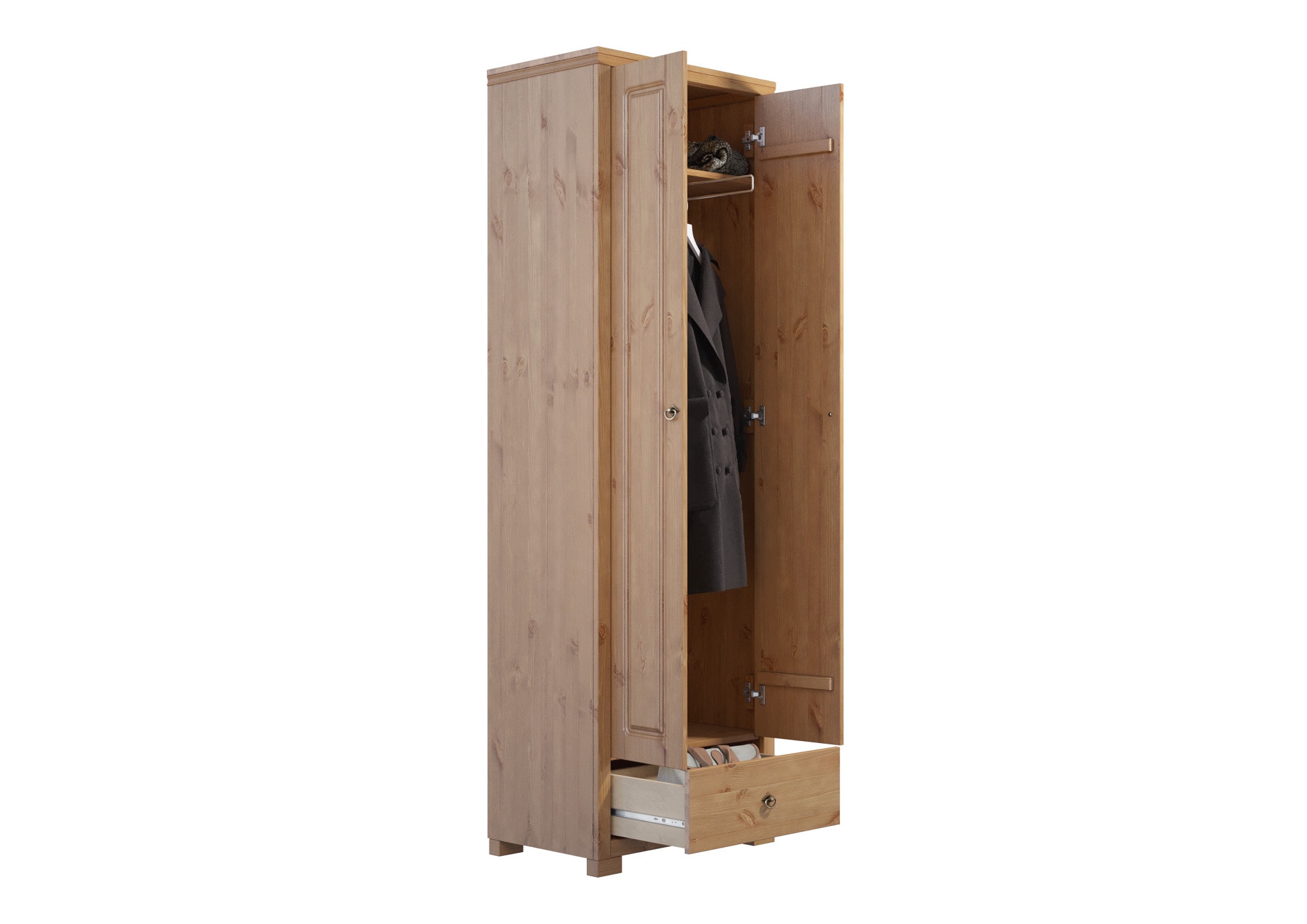 Home affaire Garderobenschrank »Gotland, Drehtürenschrank, Garderobe«, aus massiver Kiefer, FSC®-zertifiziert, Höhe 193 cm