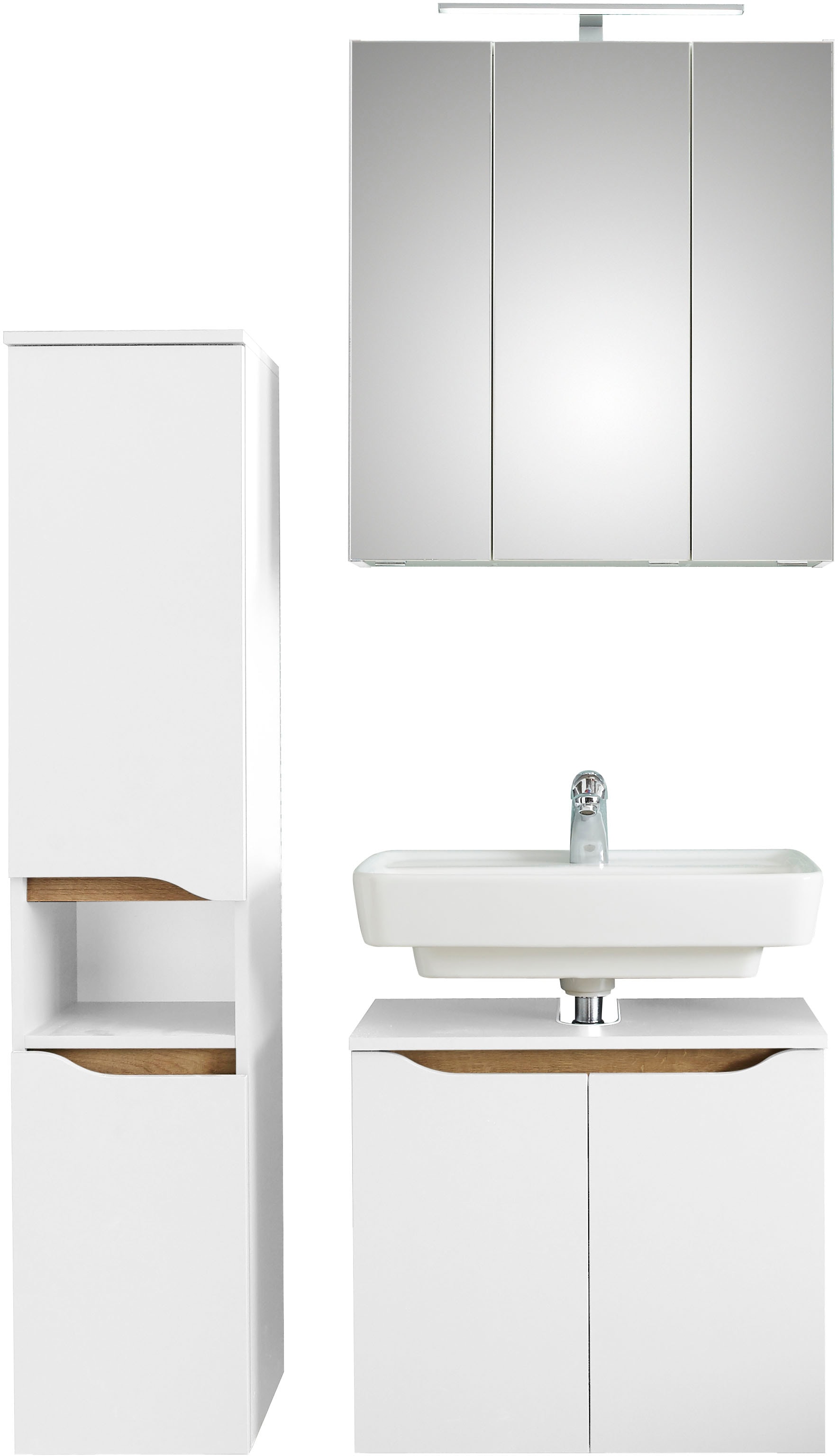 Saphir Badmöbel-Set "Quickset 3-teilig, Waschbeckenunterschrank mit LED-Spi günstig online kaufen