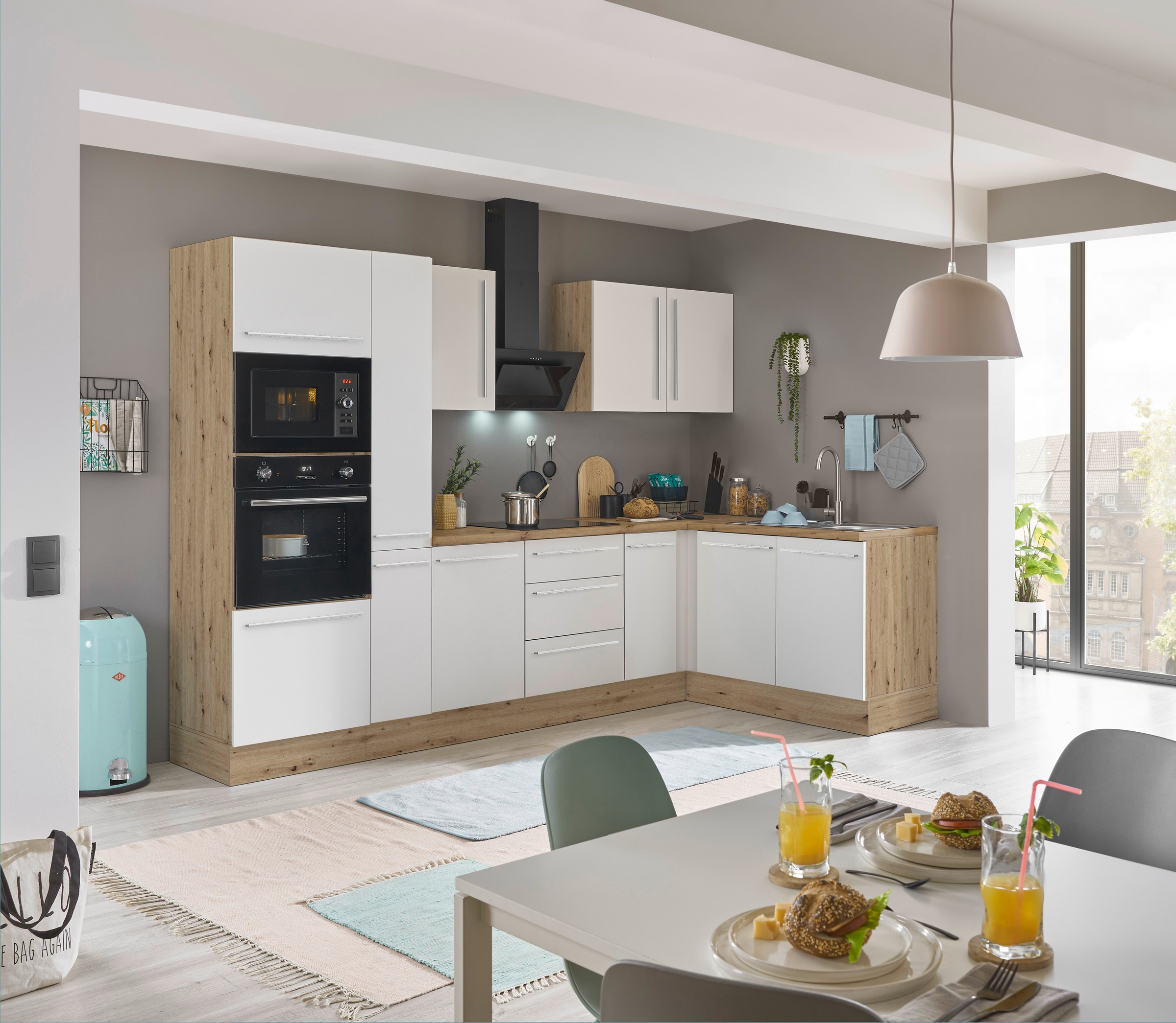 KOCHSTATION Winkelküche »Florida, Stellbreite 300x165 cm« wahlweise mit E-Geräten, mit Softclose für Türen und Schubkästen