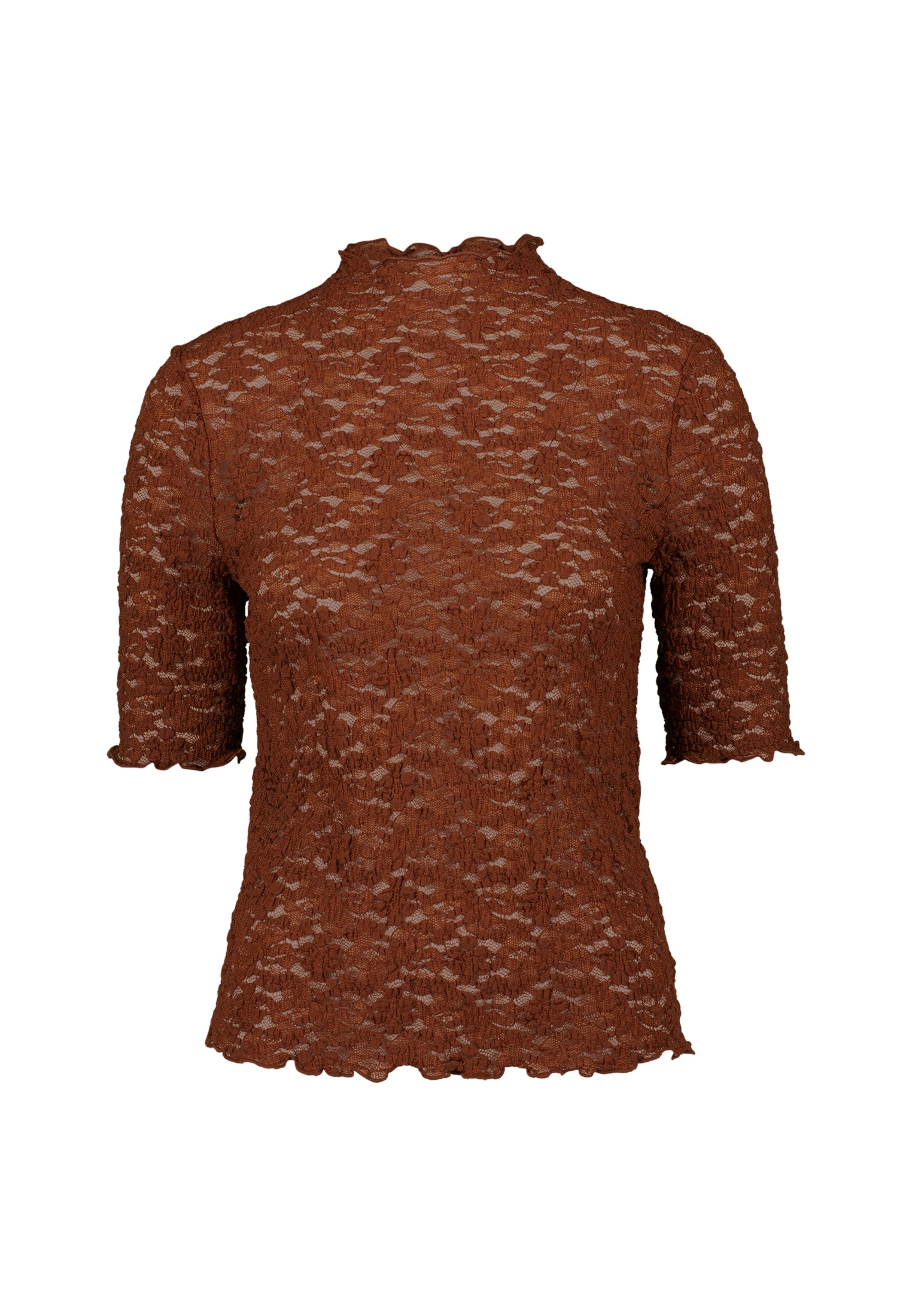 Zero Kurzarmshirt »zero Damen Spitzenshirt mit Stehkragen«, (1 tlg.), Spitze