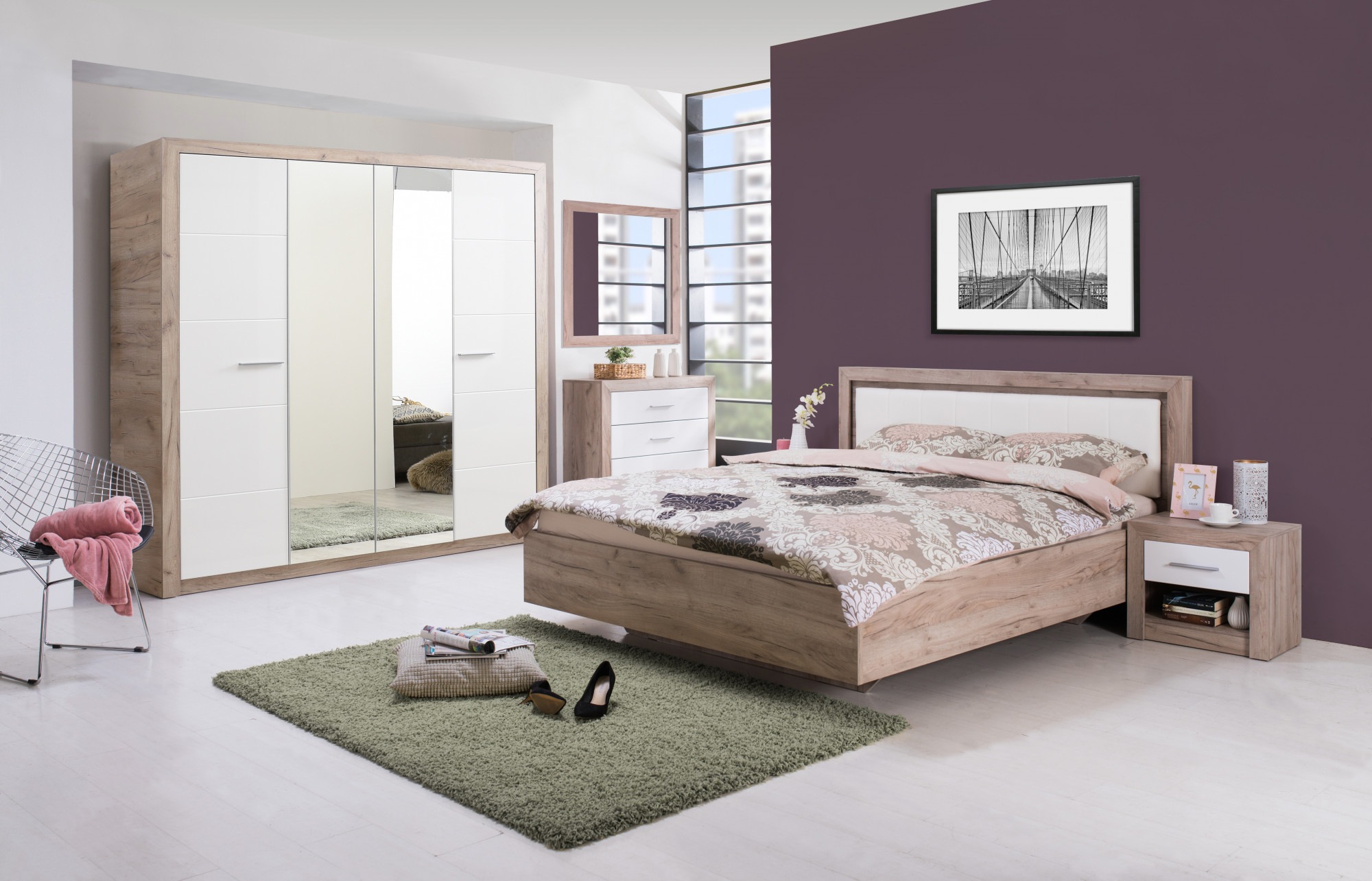 INOSIGN Kleiderschrank »Astor, FSC® -zertifizierter Holzwerkstoff; Made in Europe«, Schrank mit Spiegel und komplette Innenausstattung, 223,5x204x55cm