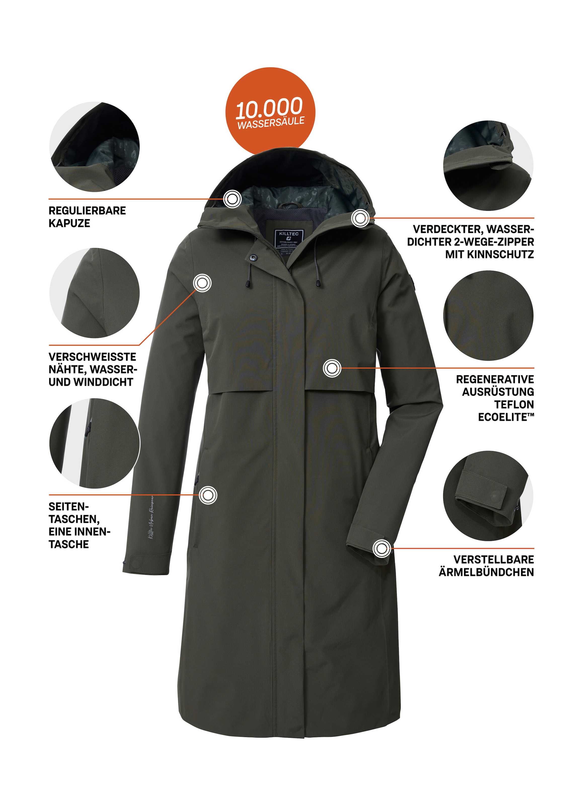 Killtec Parka »KOS 46 WMN PRK« Wasserdichter Damenparka, atmungsaktiv, verstellbare Details