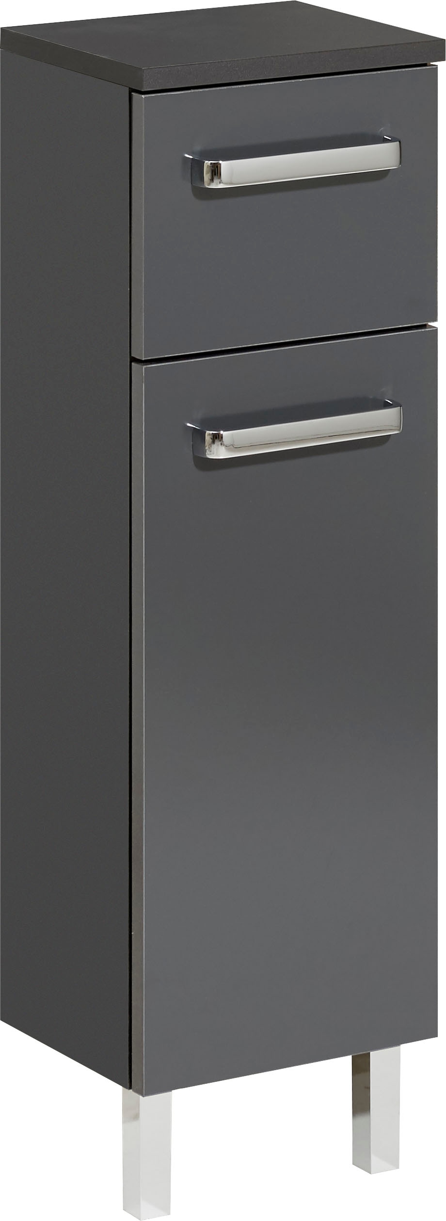 Saphir 1100000002199 "Quickset Badschrank mit 1 Tür, 1 Schublade, 25 cm breit" Badezimmer-Unterschrank inkl. Türdämpfer, Griffe in Chrom Glanz