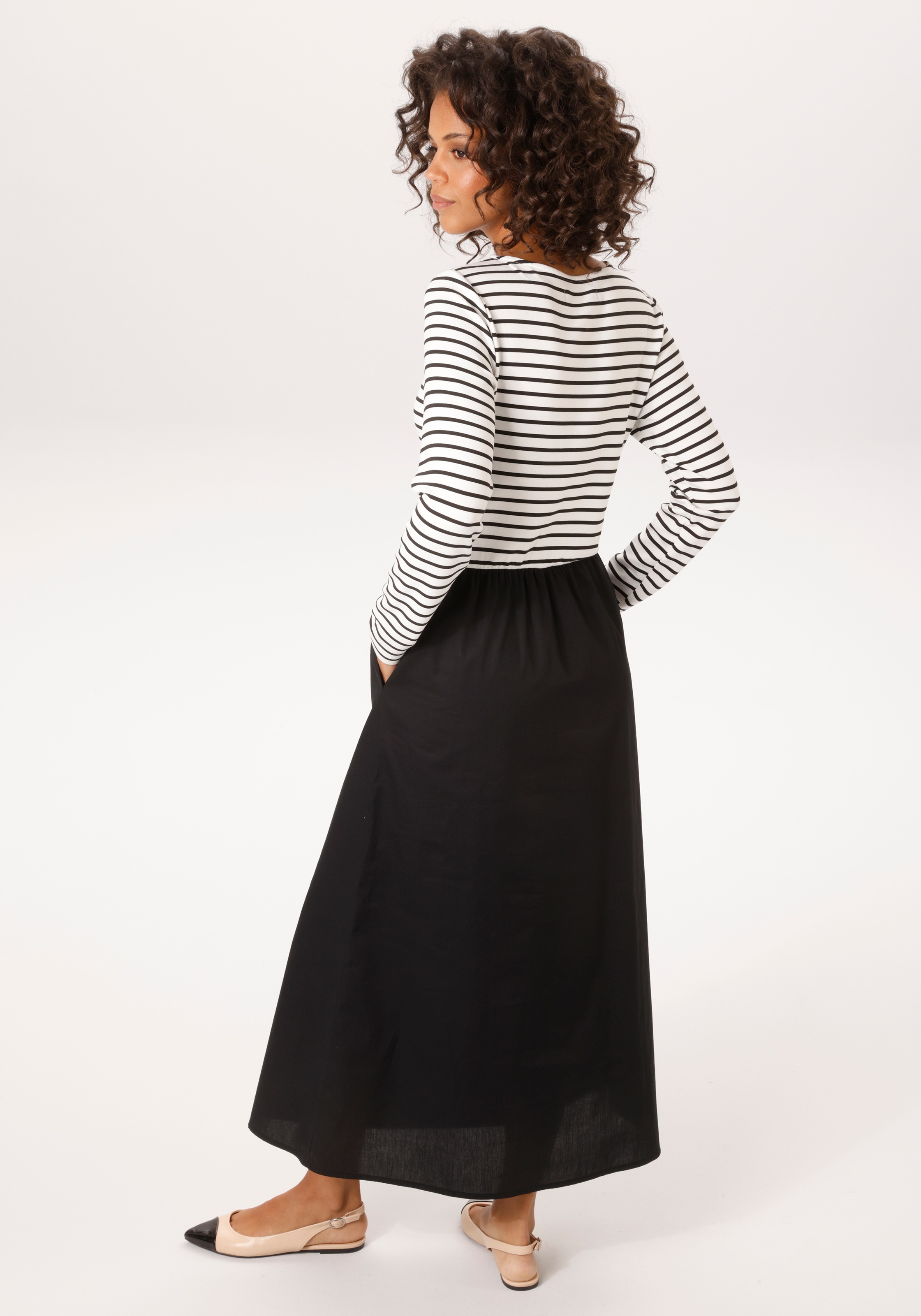 Aniston CASUAL Maxikleid Eingrifftaschen mit geringeltem, elastischen Obert günstig online kaufen