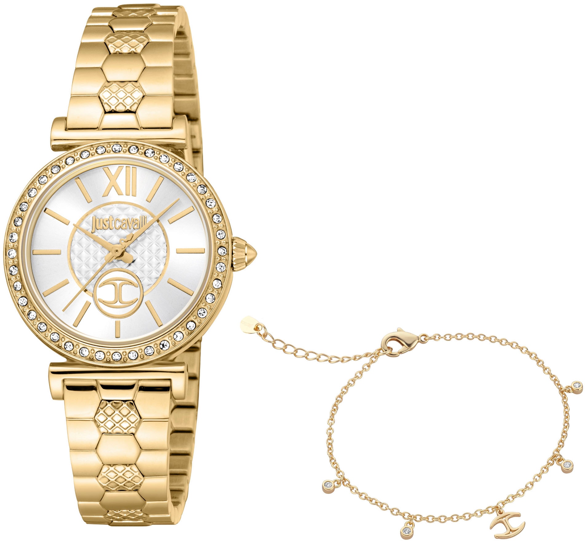 Just Cavalli Time Quarzuhr »Varenna, JC1L273M0055«, (Set, 2 tlg., mit Armband)