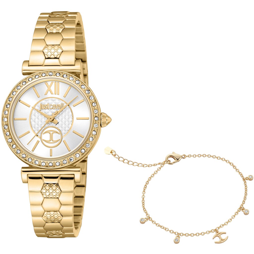 Just Cavalli Time Quarzuhr »Varenna, JC1L273M0055«, (Set, 2 tlg., mit Armband)