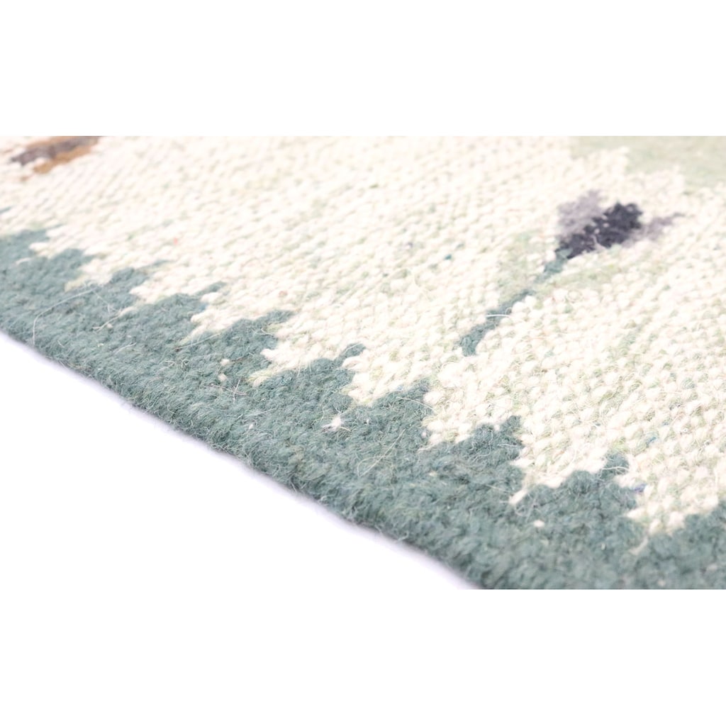 morgenland Wollteppich »Kelim Teppich handgewebt grün«, rechteckig