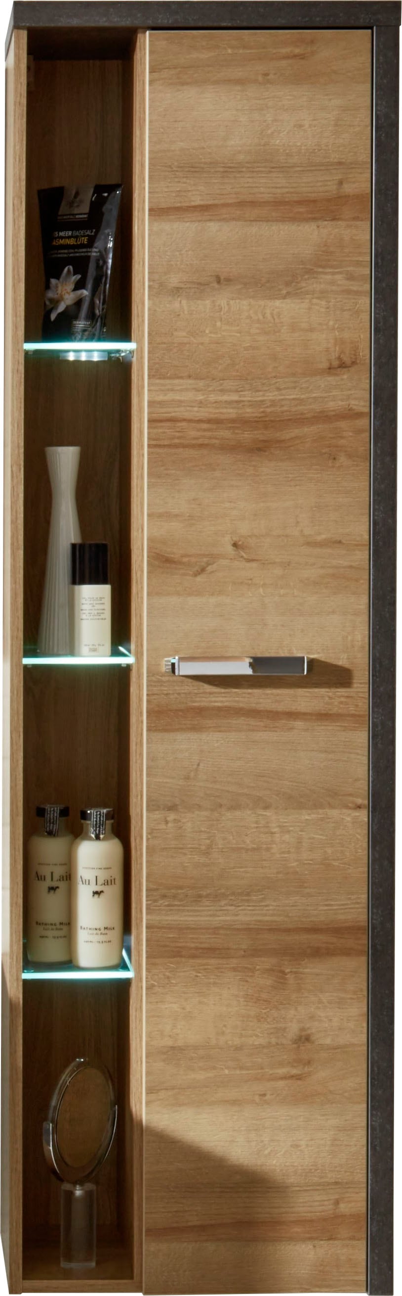 welltime Hochschrank »Bilbao« Hänge-Badschrank mit innen verspiegelter Tür und 3 Glasböden