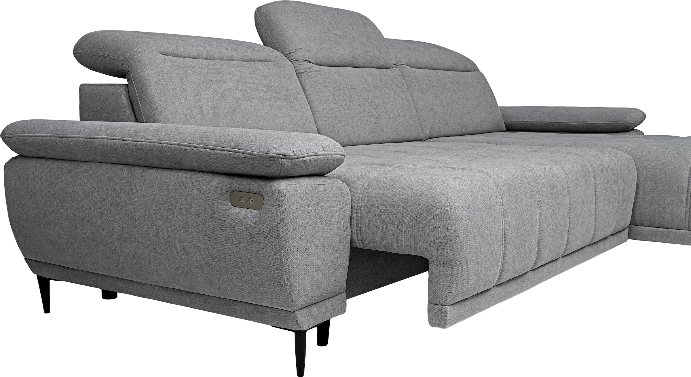WERK2 Ecksofa »Focus-S elektr. Sitztiefenverstellung, verst. Kopfteile, bodenfrei« Luxus-Microfaser weich, L-Form, XXL, elektrische Sitztiefenverstellung