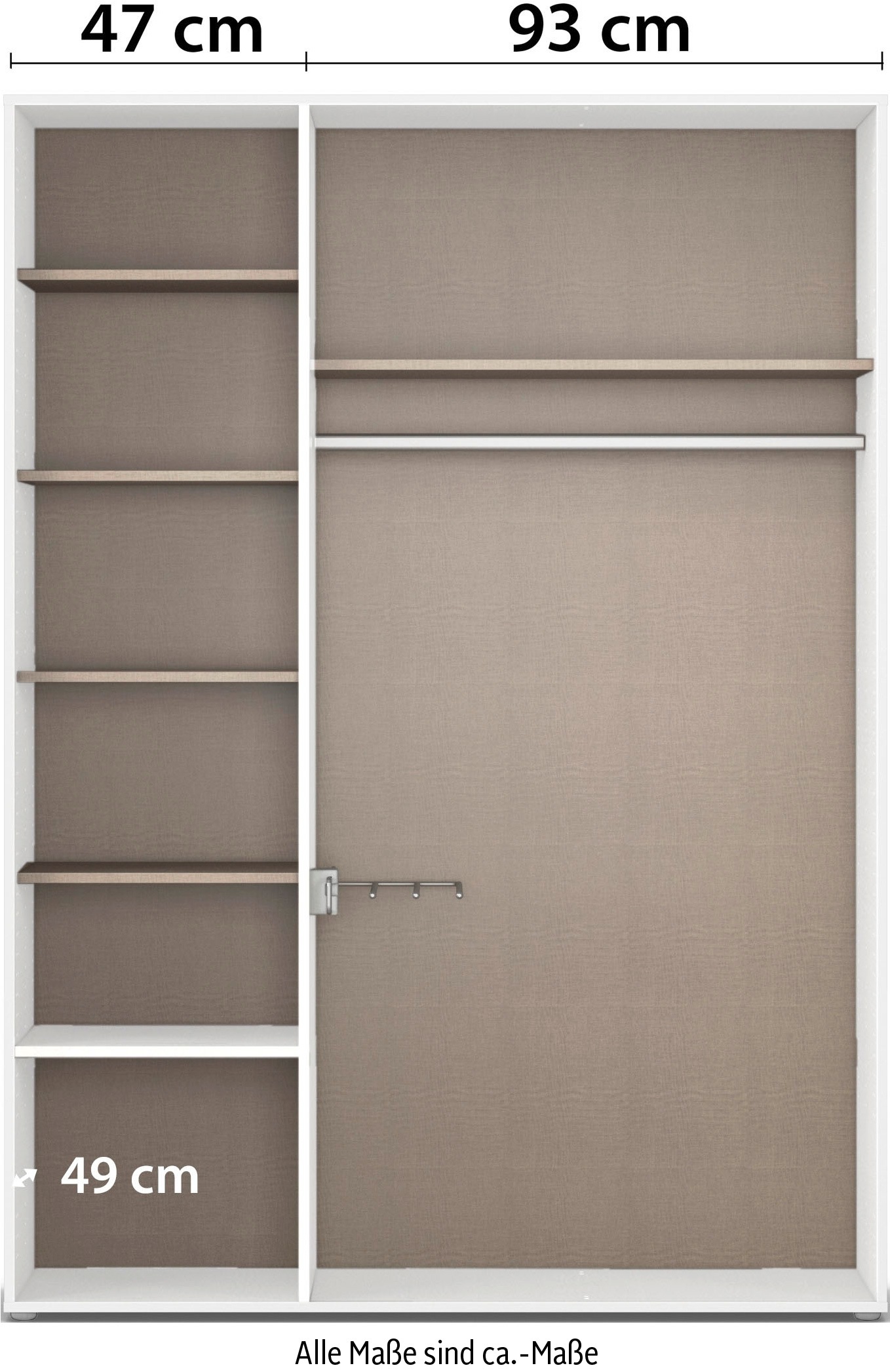rauch Drehtürenschrank »Kleiderschrank Schrank Garderobe Wäscheschrank VOYAGER«, (in 3 verschiedenen Ausstattungen BASIC/CLASSIC/PREMIUM), moderne Griffe in Graumetallic mit Außenschubkästen MADE IN GERMANY