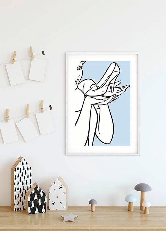 Komar Bild »Cinderella Glass Shoe«, Disney, (1 St.), Wandbild zur Dekoration im Kinderzimmer - ohne Rahmen