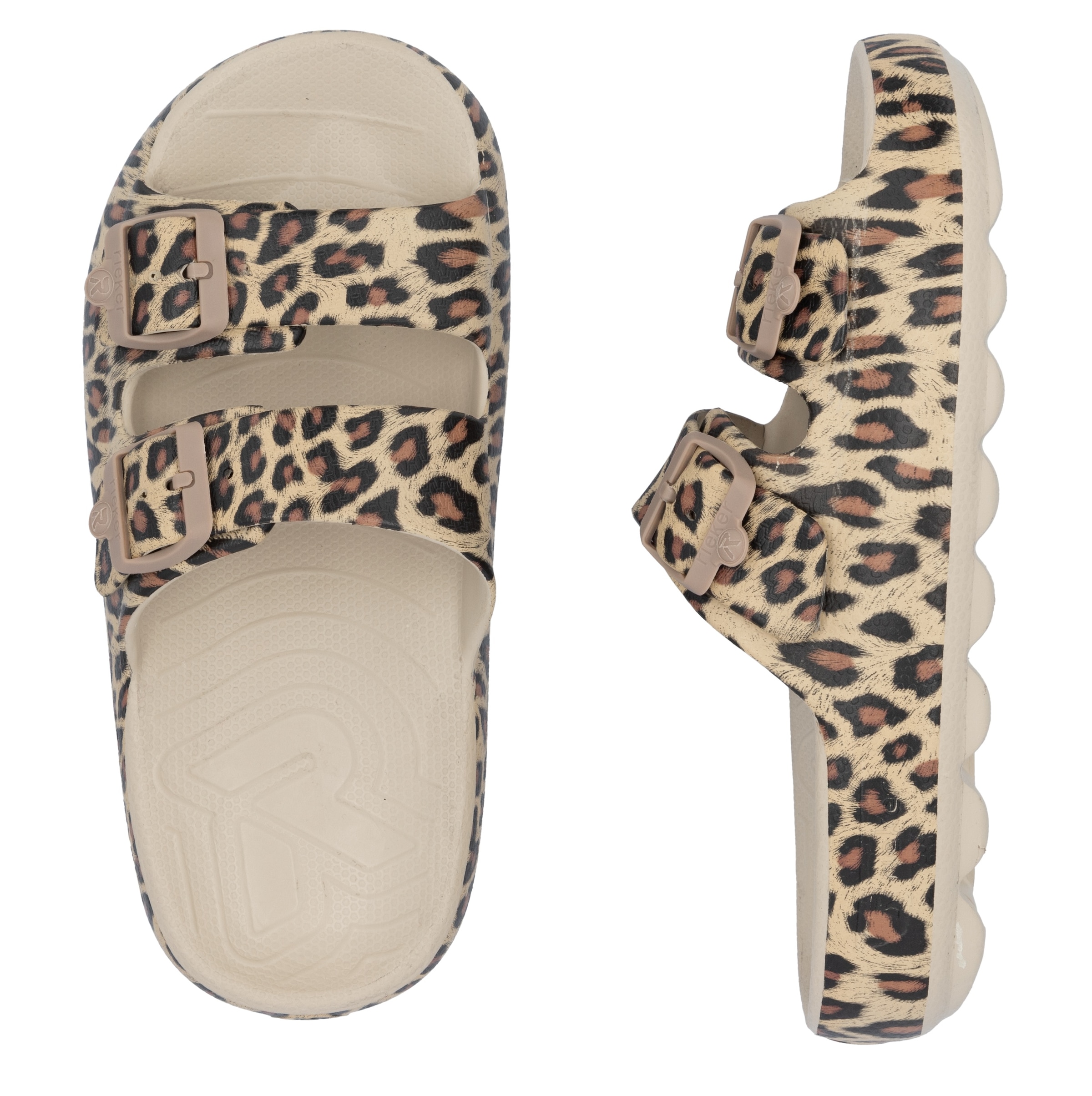 RIEKER Sport Pantolette, Sommerschuh, Strandschuh, Hausschuh mit zwei verstellbaren Schnallen