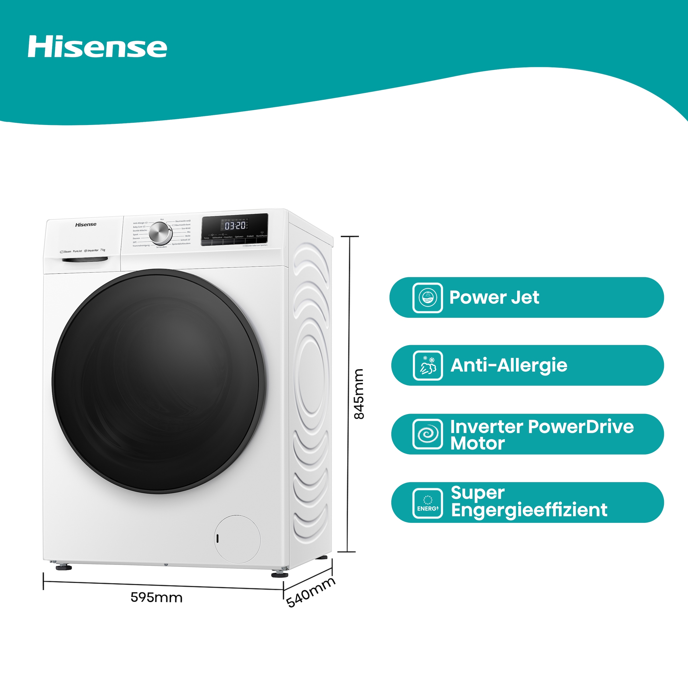 Hisense Waschmaschine WFQA7014EVJM »WFQA7014EVJM«, 7,0 kg, 1400 U/min
