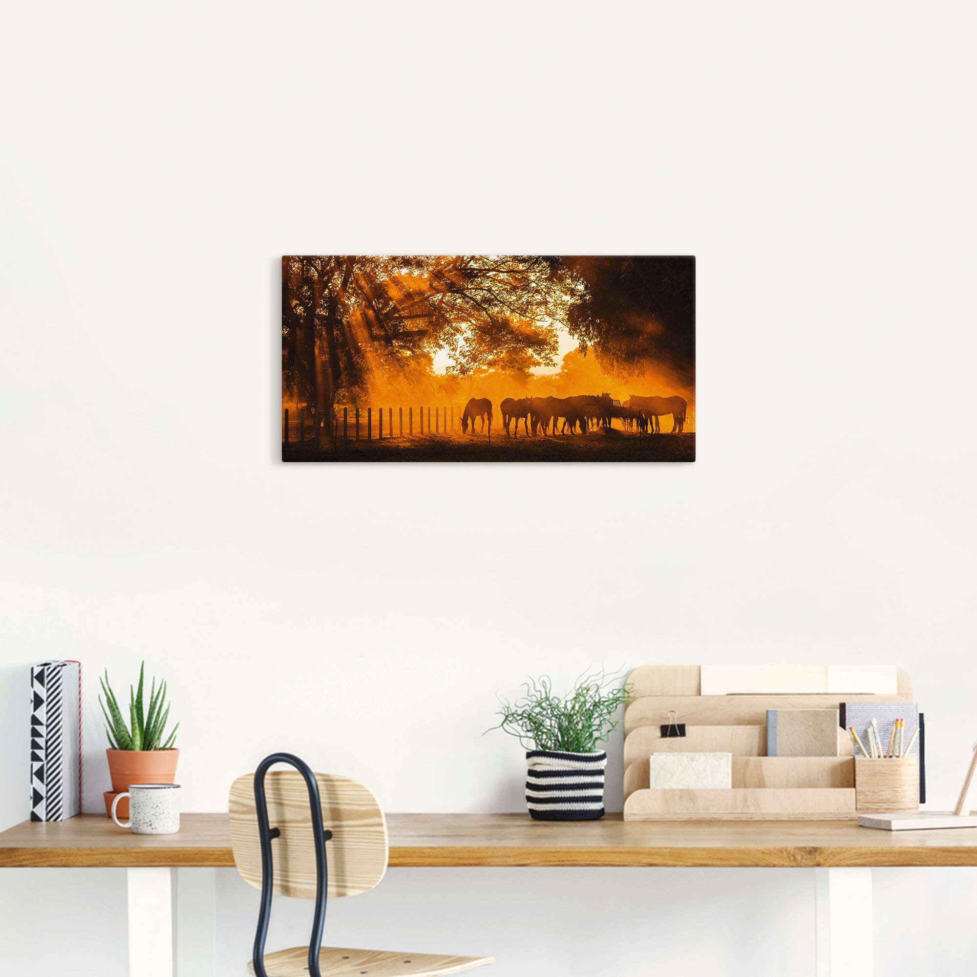 Artland Wandbild »Goldenes Licht auf der Pferdewiese«, Haustiere, (1 St.), als Leinwandbild in verschied. Größen