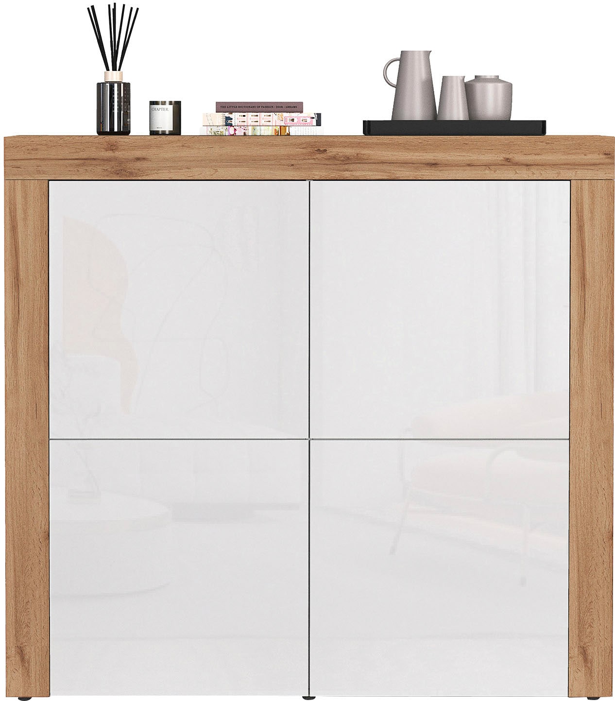 INOSIGN Highboard »CHRONOS Breite 140 cm mit 4 Türen und 8 Fächer 'Made in Italy'«, (1 St.), Hohes Sideboard, Kommode, Schrank, Grifflos mit Push to Open