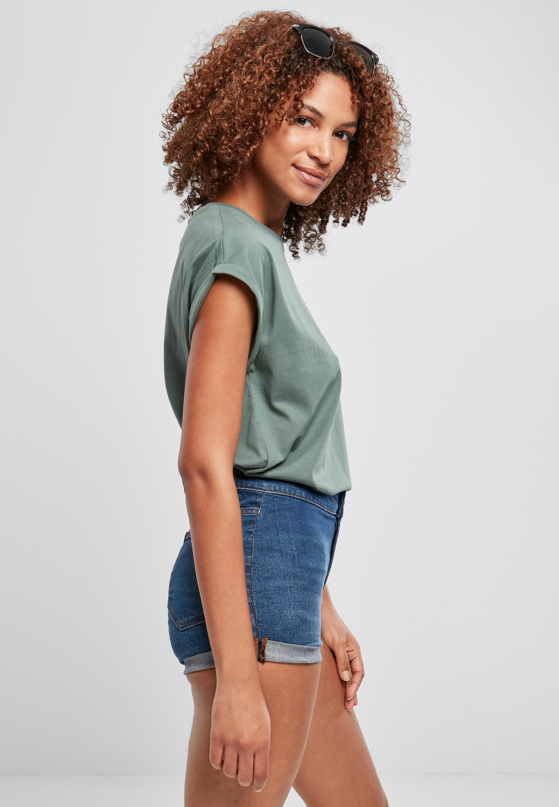 URBAN CLASSICS Kurzarmshirt »Urban Classics Damen Ladies Extended Shoulder Tee«, (1 tlg.)