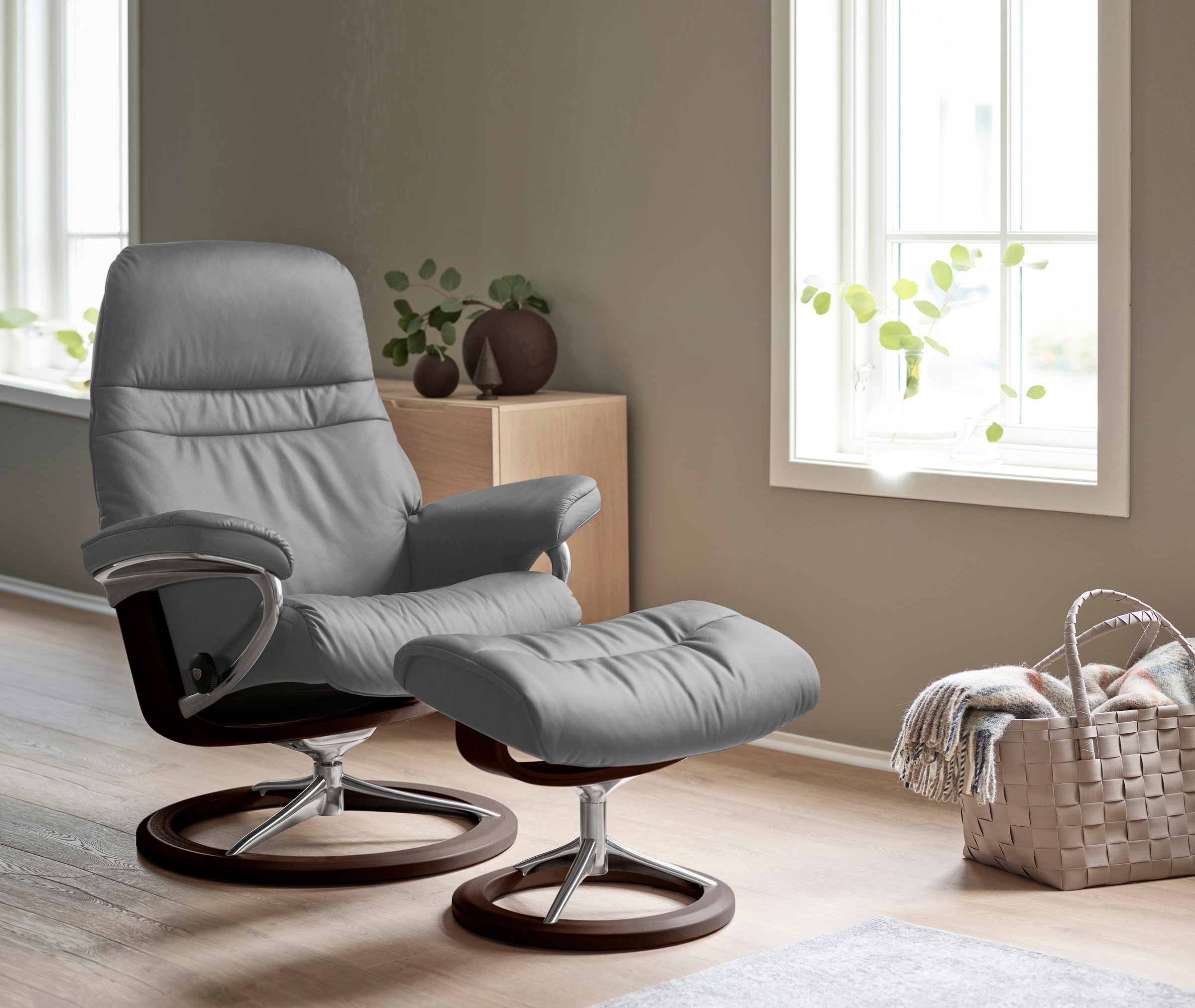 Stressless Fußhocker "Sunrise", mit Signature Base, Gestell Braun