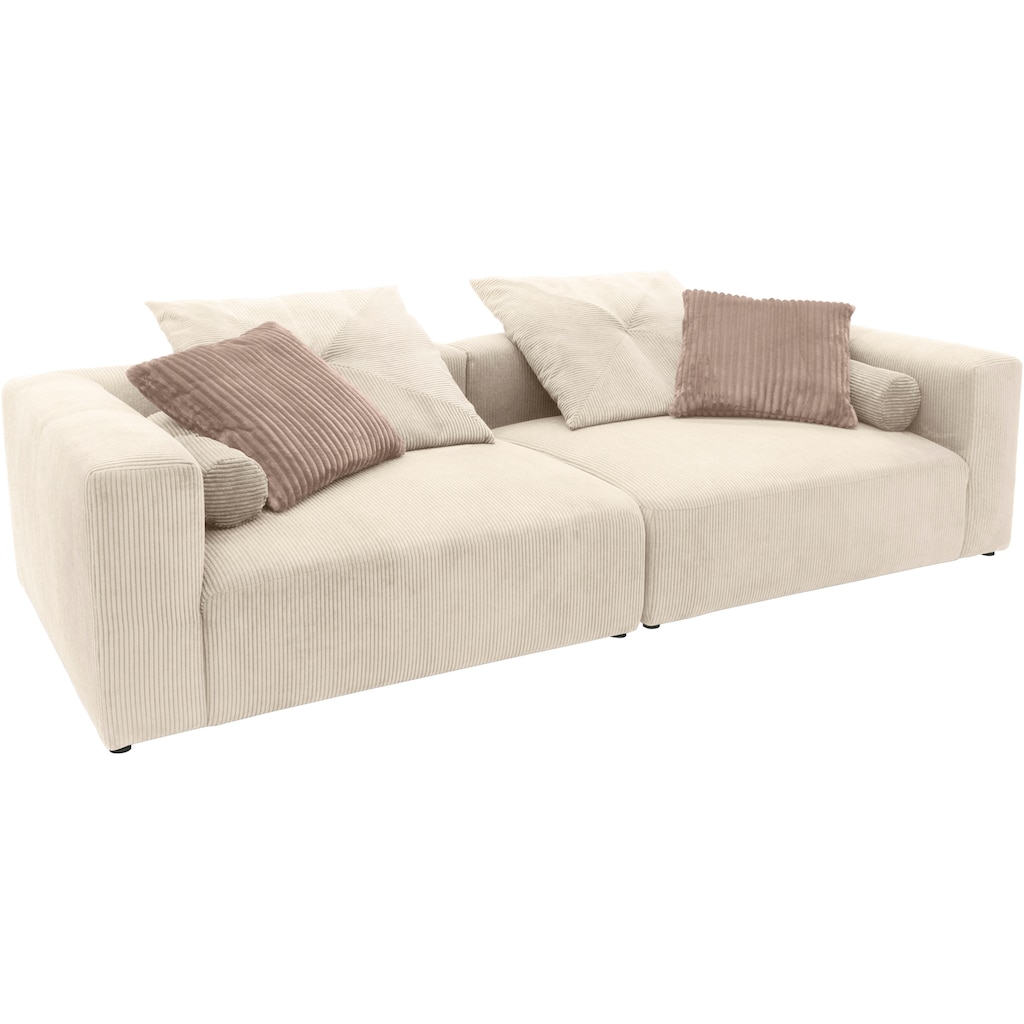 INOSIGN Big-Sofa »Suyana mit Federkern, B/T/H: 304/135/69 cm, Zierkissen + Kissenrollen«