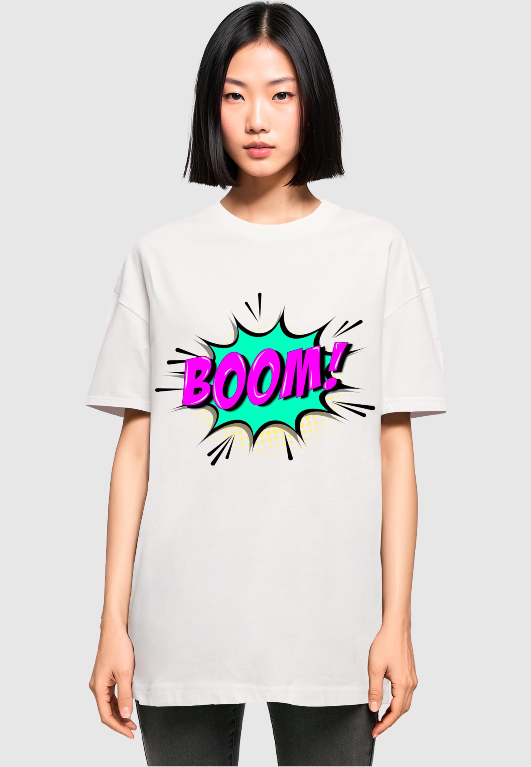 Merchcode T-Shirt »Merchcode Damen Ladies BOOM Comic Boyfriend Tee« 1 Stk. tlg.