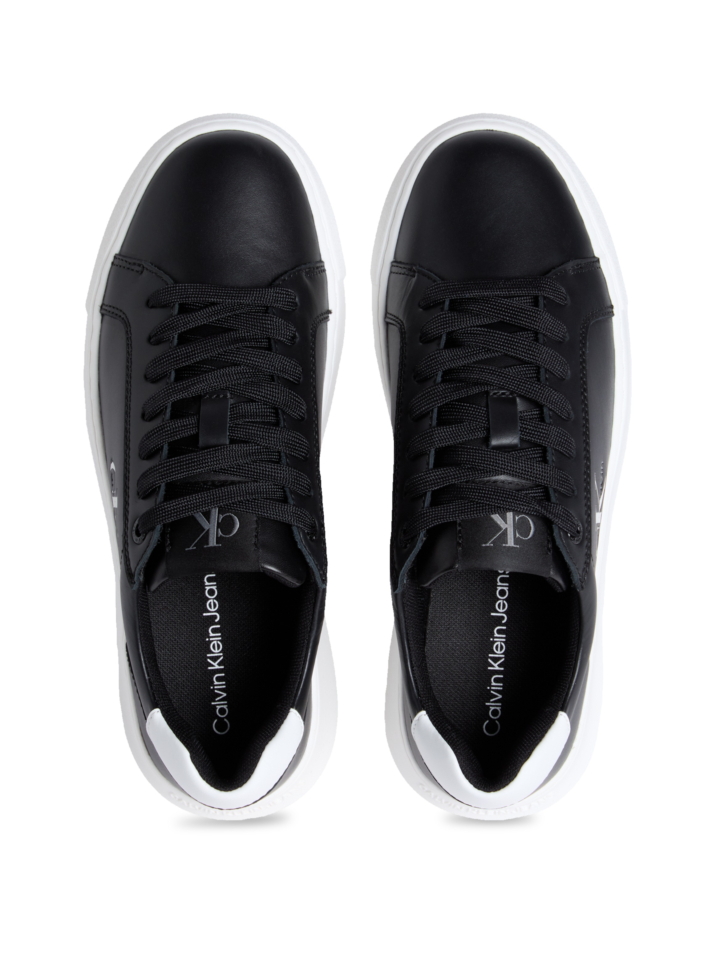 Calvin Klein Jeans Plateausneaker »CHUNKY CUPSOLE MONO LTH WN«, Schnürschuh, Halbschuh, Freizeitsneaker mit seitlichem CK-Logo