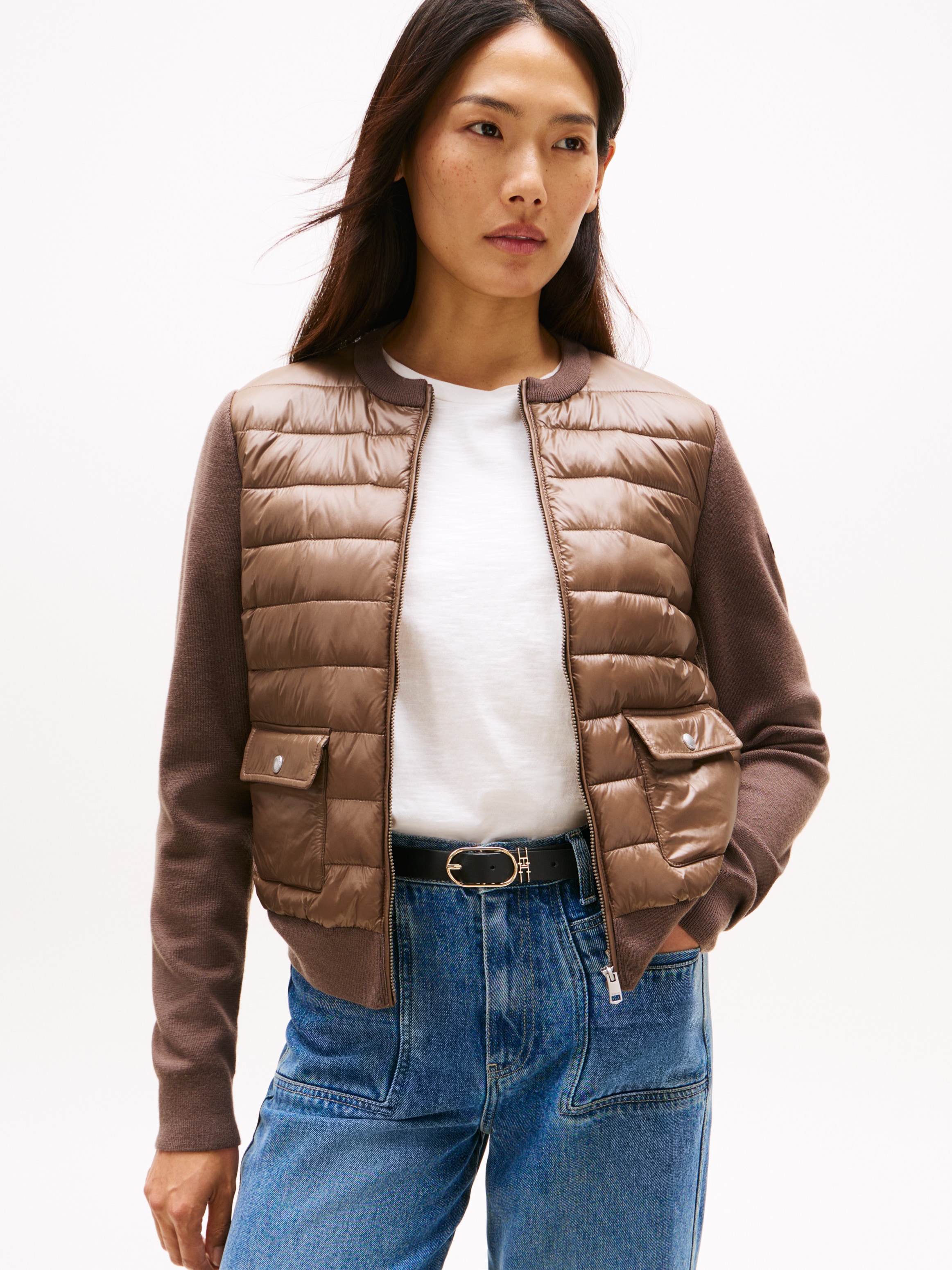 Tommy Hilfiger Steppjacke "UL PADDED REG KNIT MIX JACKET" ohne Kapuze mit S günstig online kaufen