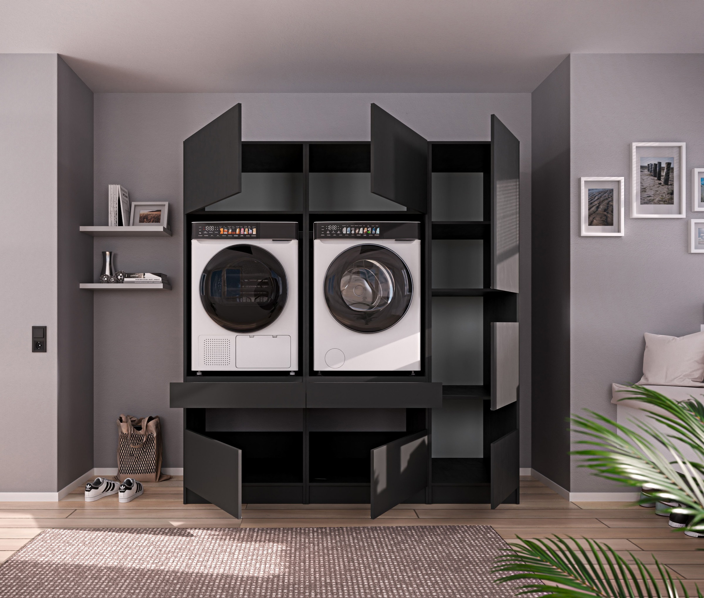 BASIC by Balculina Mehrzweckschrank-Set »Washhome B/T/H 186x68x200 cm« 3 Stk. tlg.