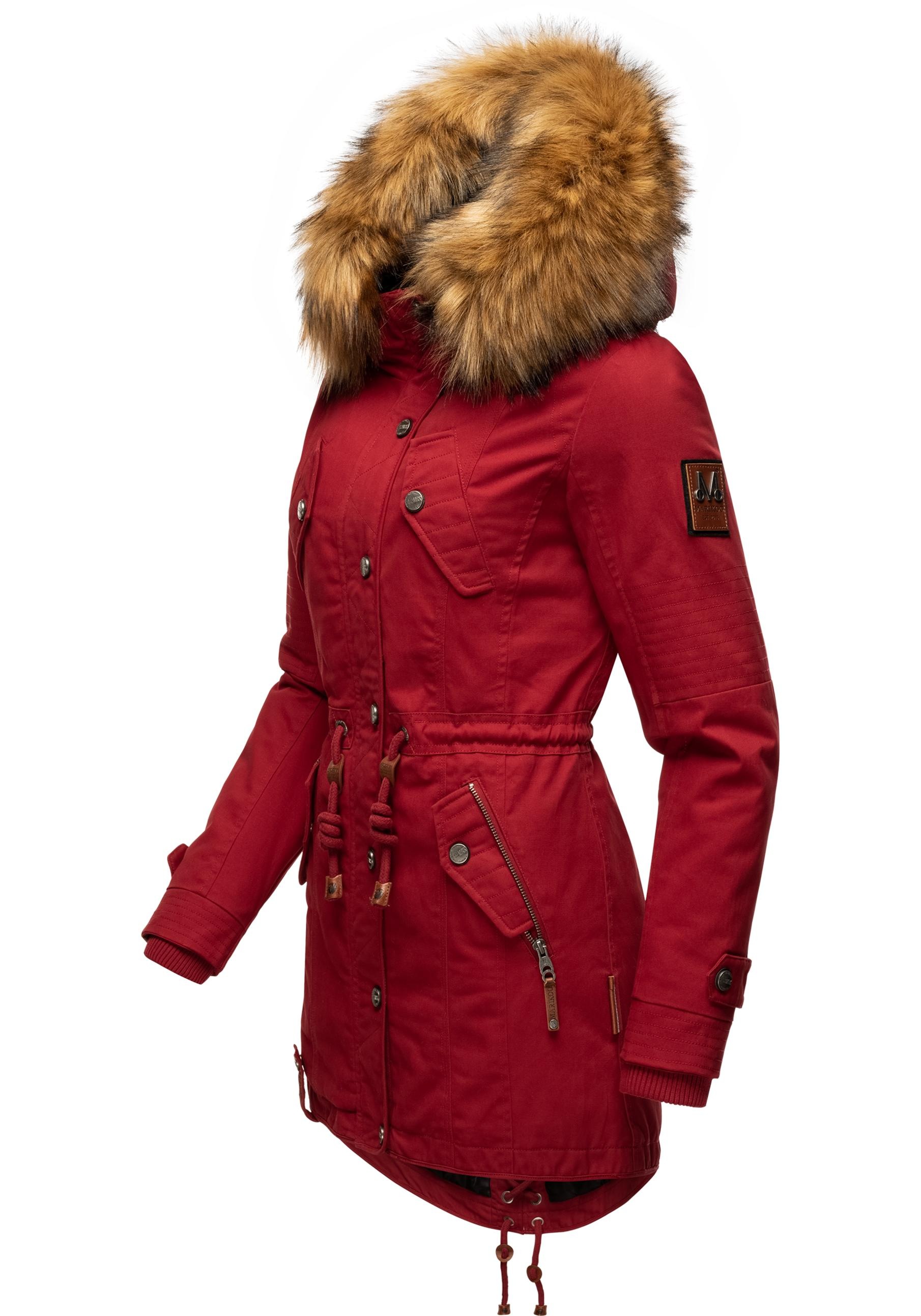 Marikoo Wintermantel »La Viva Prc«, stylischer Winterparka mit abnehmbarem Kunstfell