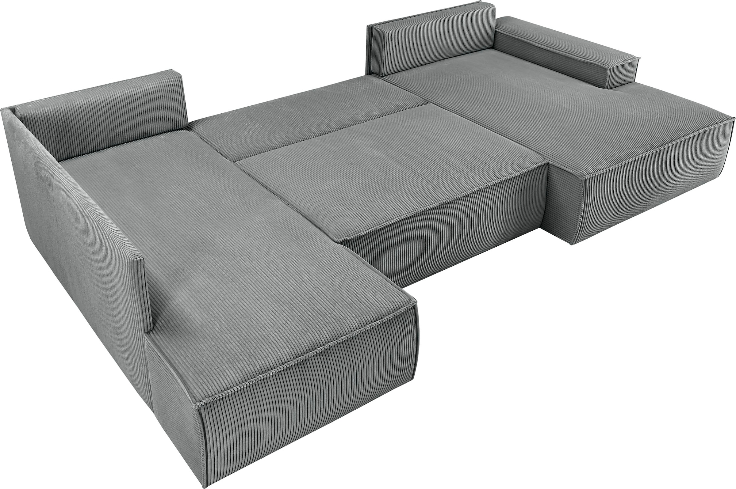Home affaire Wohnlandschaft »SHERWOOD 329 cm, U-Form, Schlafsofa,«, Schlaffunktion m. Bettkasten (194x139 cm), Cord, Vintage, Samtvelours