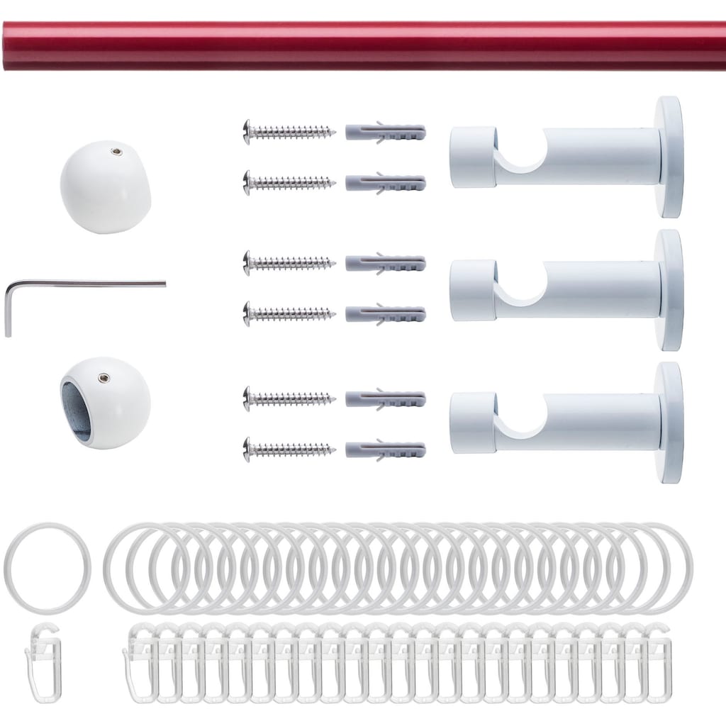 Liedeco Gardinenstange »Fertigstilgarnitur 20 mm Power Celebration Kugel«, 1 läufig-läufig, Fixmaß