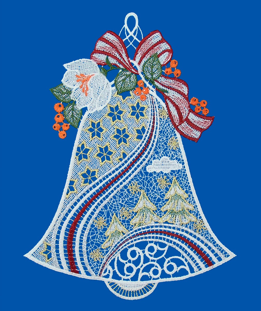 W. Reuter & Sohn - Plauener Spitze Fensterbild "Weihnachtsglocke", Made in günstig online kaufen