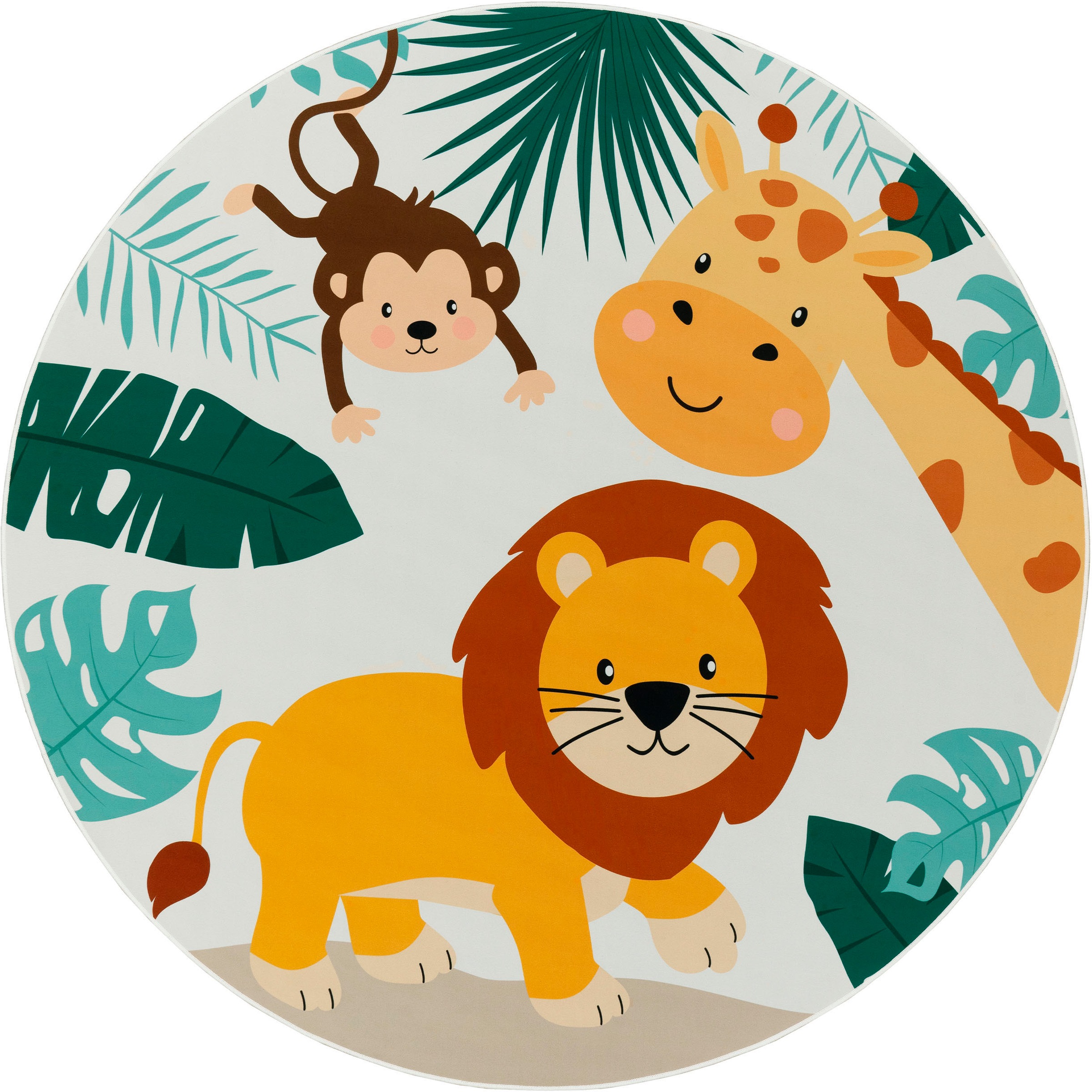 Paco Home Kinderteppich "Bino 582" rund 4 mm Höhe Spielteppich, Motiv Tiere günstig online kaufen